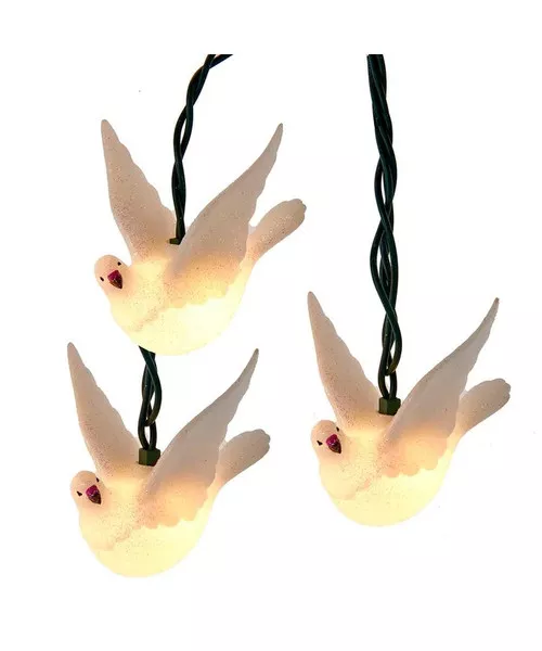 10-Light Glittered Dove Light Set