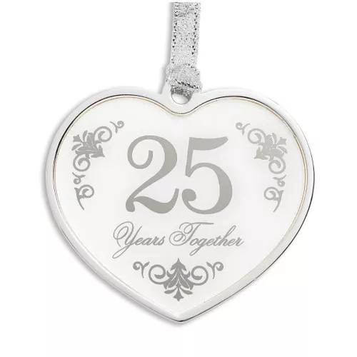 25th Anniversary Heart Ornament - Gift Boxed