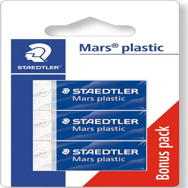 3 white mini erasers mars plastic 3pc (#119835)