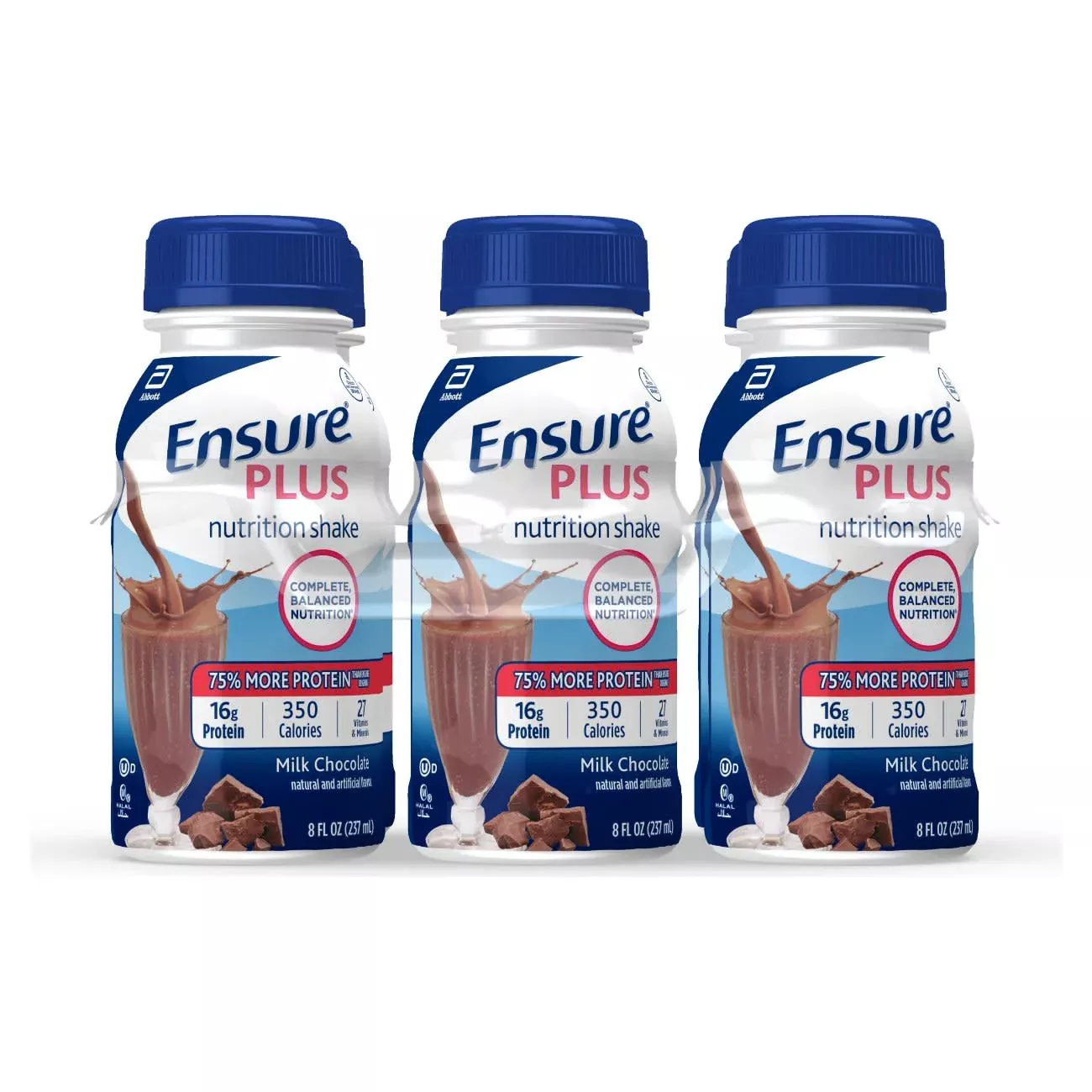 Abbott Nutrition Ensure Plus Chocolate Bottles 8 Fluid Ounce - 24 Per Case