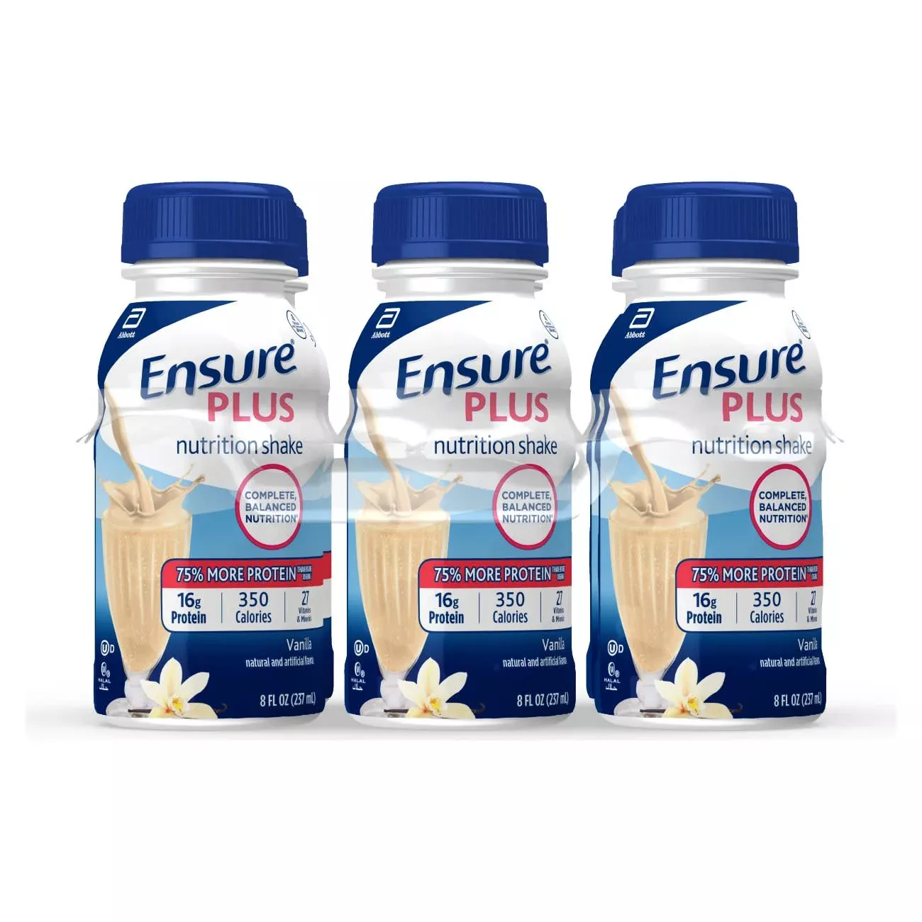 Abbott Nutrition Ensure Plus Vanilla Bottles 8 Fluid Ounce - 24 Per Case