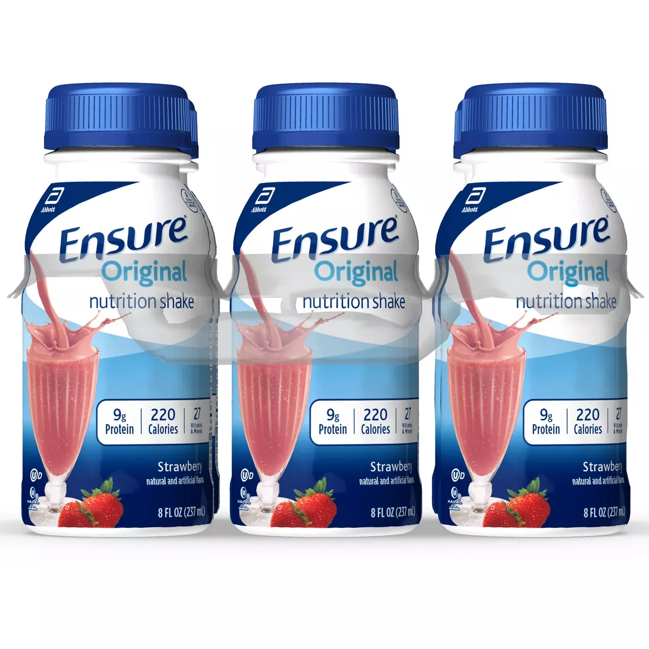 Abbott Nutrition Ensure Shake Strawberry Bottles 8 Fluid Ounce - 24 Per Case
