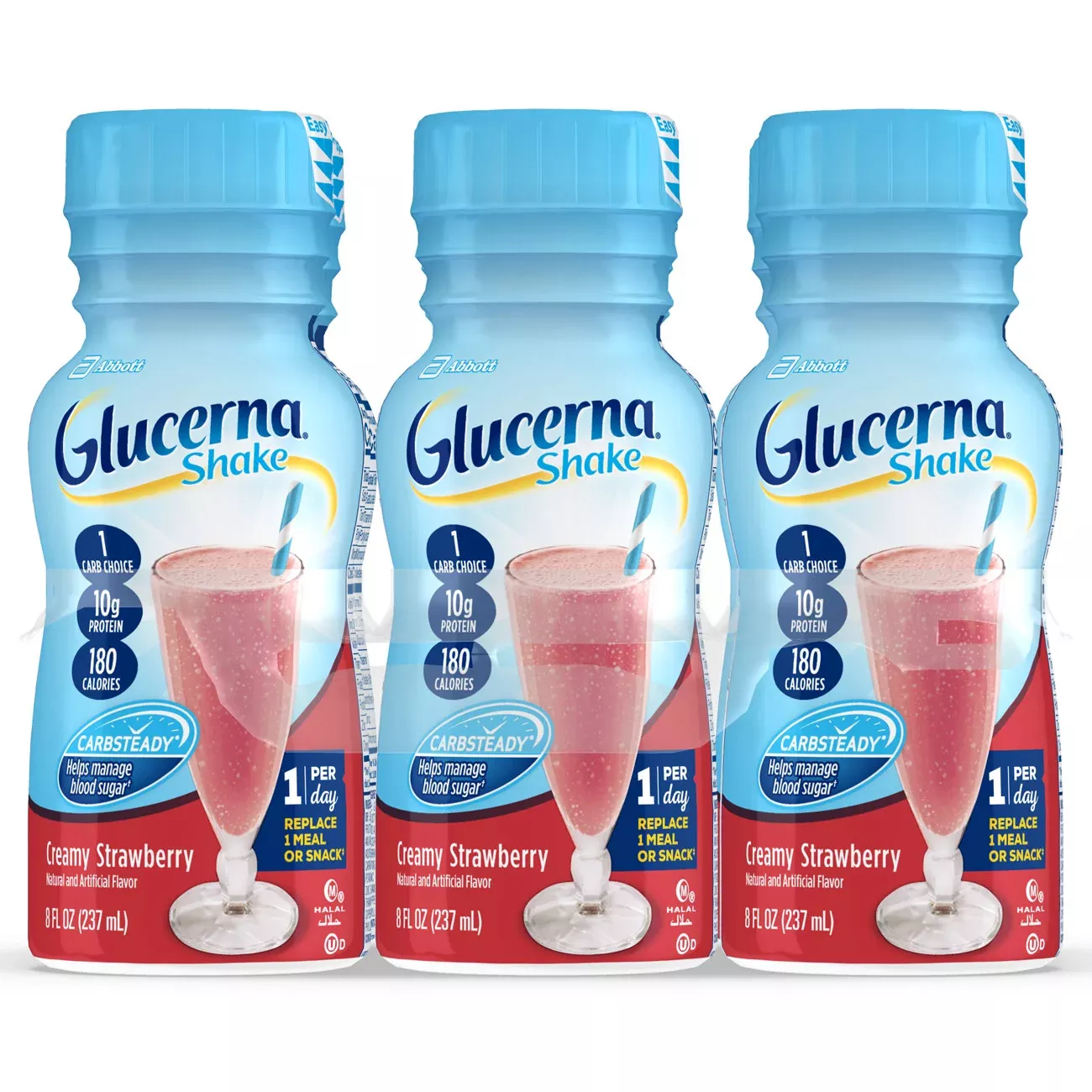 Abbott Nutrition Glucerna Shake Strawberries and Cream Bottles 8 Fluid Ounce - 24 Per Case