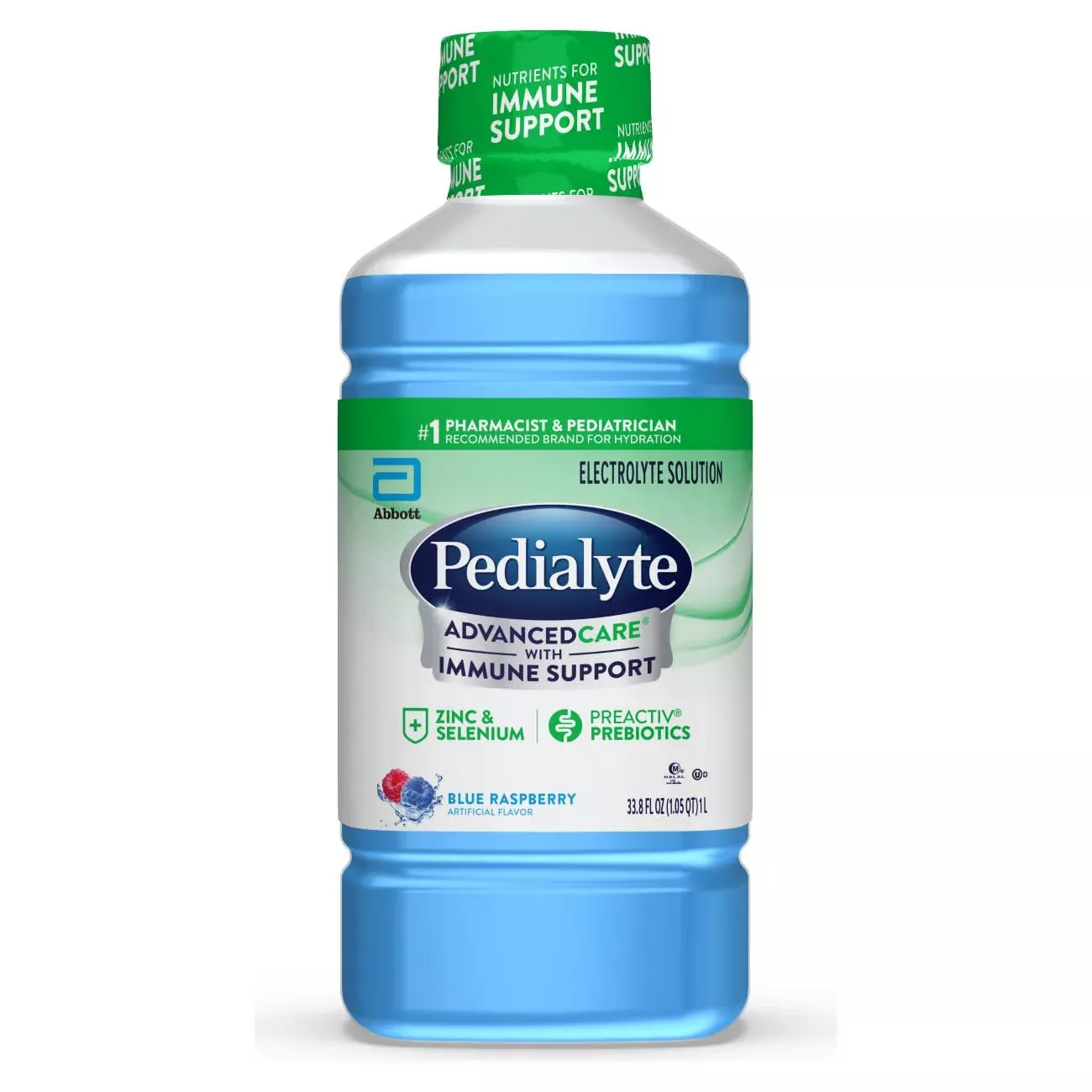 Abbott Nutrition Pedialyte Advanced Care Blue Raspberry 33.8 Fluid Ounce (1 L) Bottle 8 Count