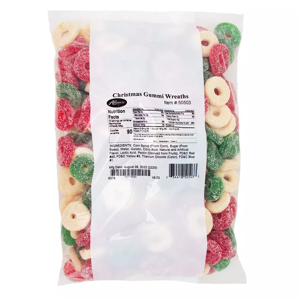 Albanese Sanded Gummi Christmas Wreaths - 2.04kg