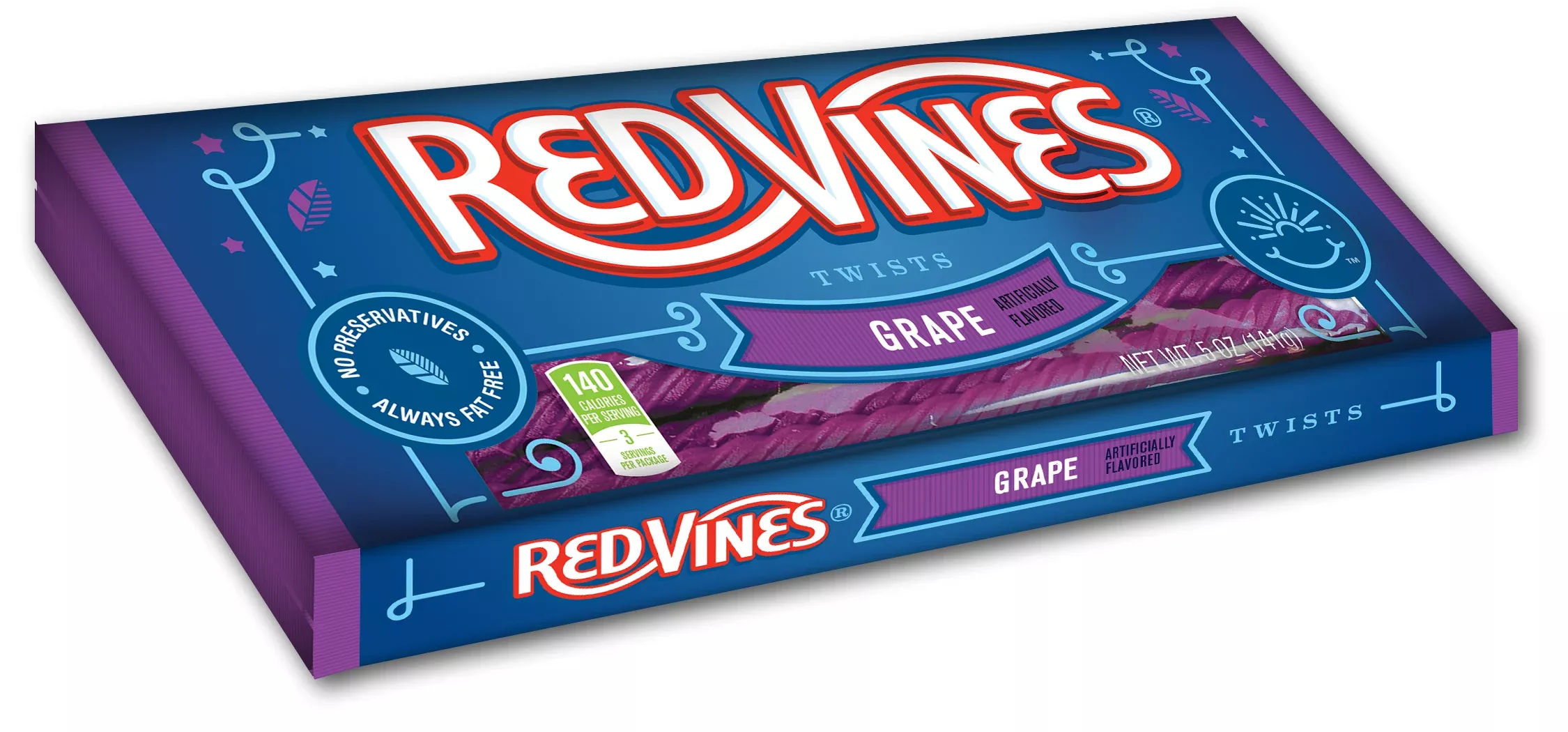 American Licorice Company Red Vines Twists Grape Casetray 5 Ounce Size - 12 Per Case