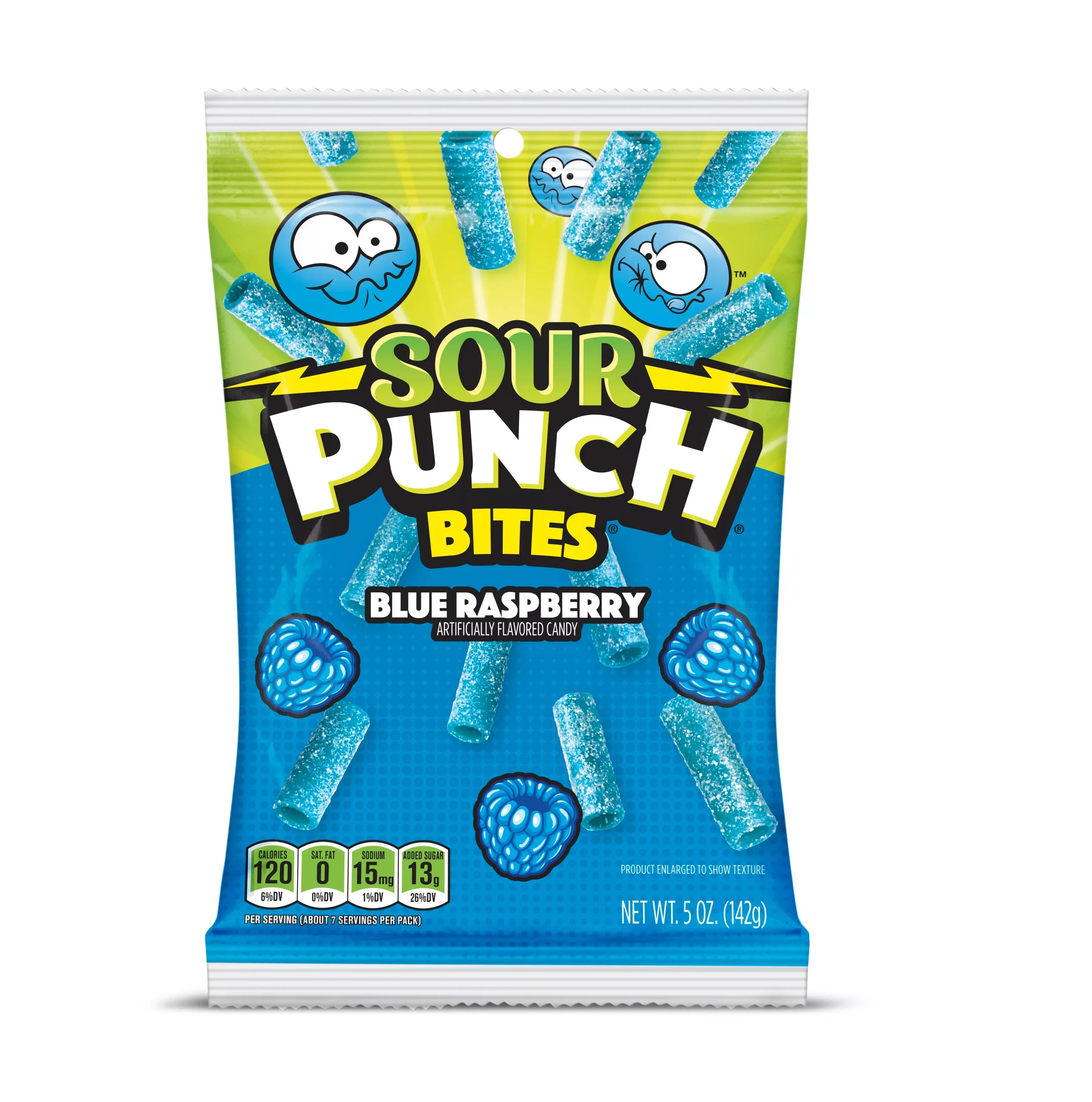 American Licorice Company Sour Punch Bites Blue Raspberry Bag 5 Ounce Size - 12 Per Case