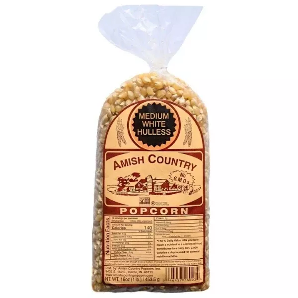 Amish Country Medium White Popcorn Kernels - 1lb