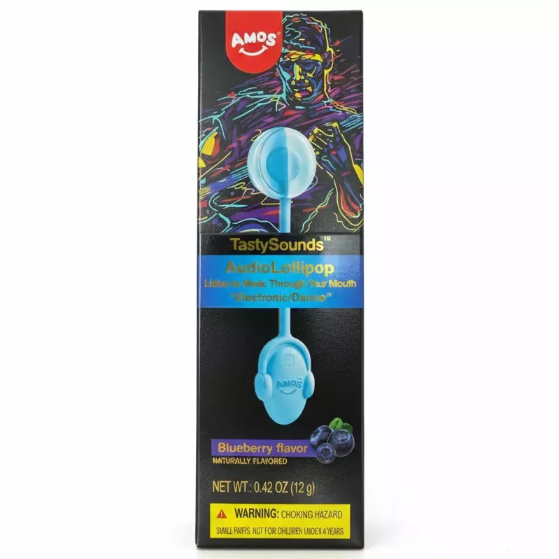 Amos TastySounds Audio Lollipop Blueberry - 0.42oz