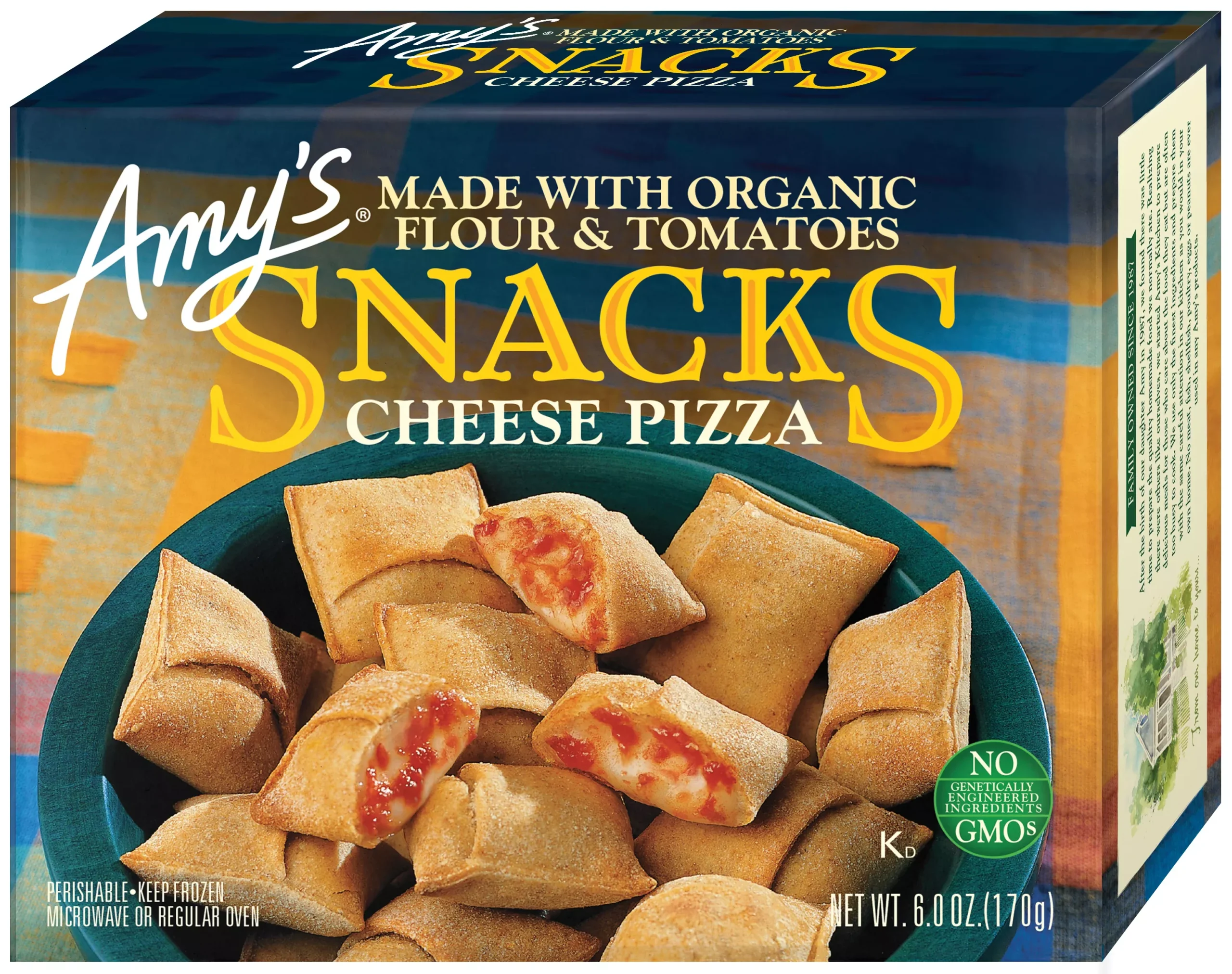 Amy's Kitchen Frozen Cheese Pizza Snacks 6 Ounce Size - 12 Per Case