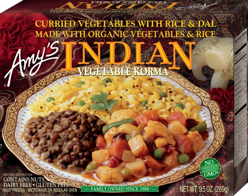 Amy's Kitchen Frozen Indian Vegetable Korma 9.5 Ounce Size - 12 Per Case