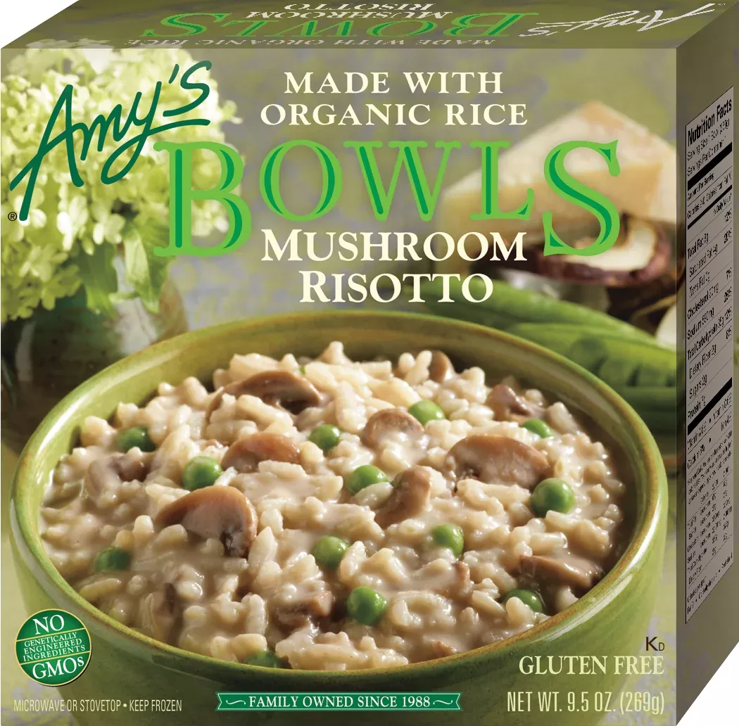 Amy's Kitchen Frozen Mushroom Risotto Bowl 9.5 Ounce Size - 12 Per Case