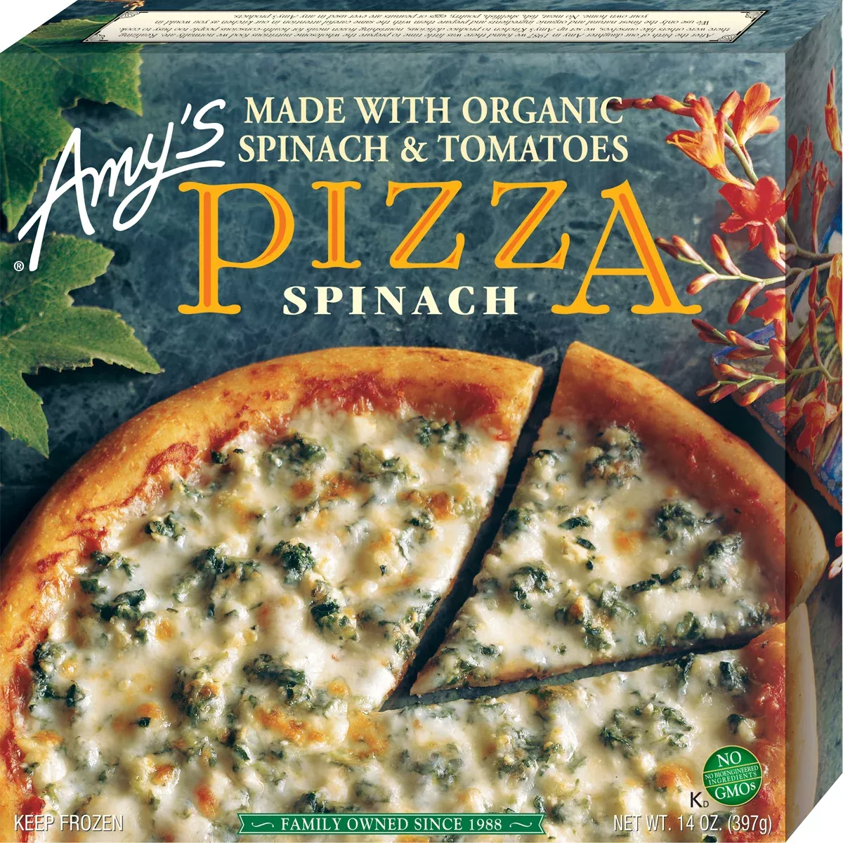 Amy's Kitchen Frozen Spinach Pizza 14 Ounce Size - 8 Per Case