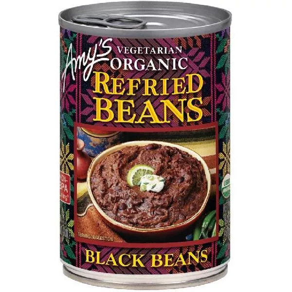Amy's Kitchen Refried Black Beans Organic 15.4 Ounce Size - 12 Per Case