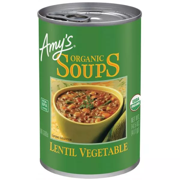 Amy's Kitchen Soup Lentil Vegetable Organic 14.5 Ounce Size - 12 Per Case