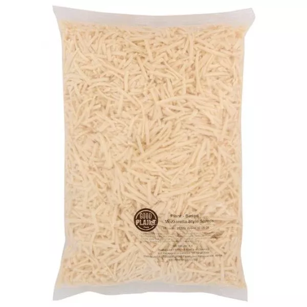 Arthur Schuman Refrigerated Good Planet Foods Mozzarella Shreds Plant Based Cheese 5 Pound Each - 4 Per Case