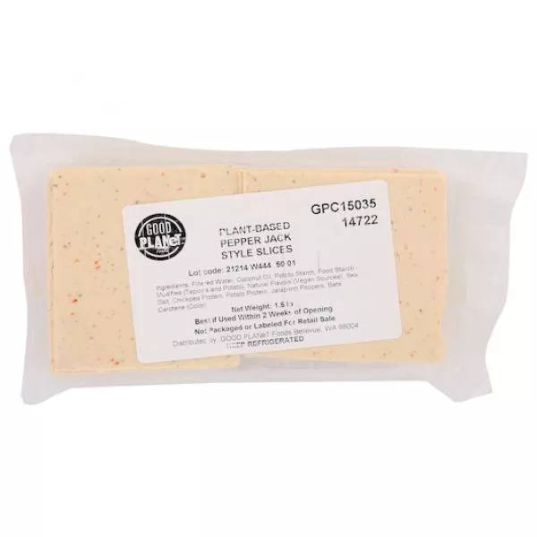 Arthur Schuman Refrigerated Good Planet Foods Pepper Jack Slices Plant Based Cheese 1.5 Pound Each - 6 Per Case