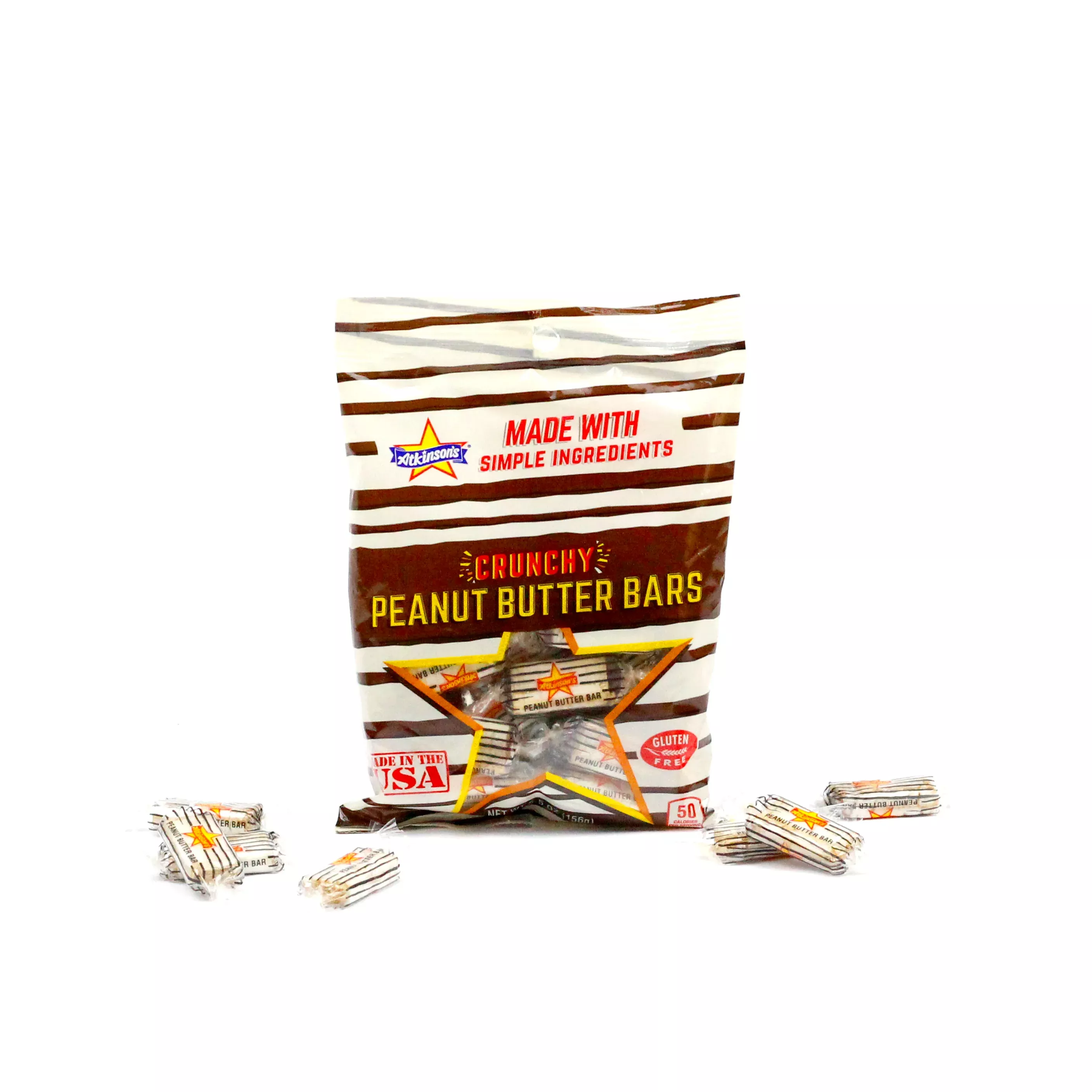 Atkinson Candy Company Peanut Butter Bar Peg Bag 3 Ounce Size - 12 Per Case
