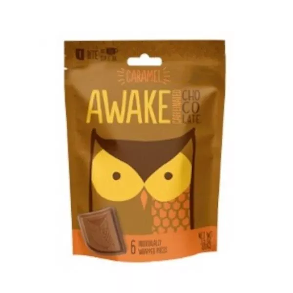 Awake Chocolate Bites Caramel Milk Chocolate 6 Count Packs - 10 Per Case