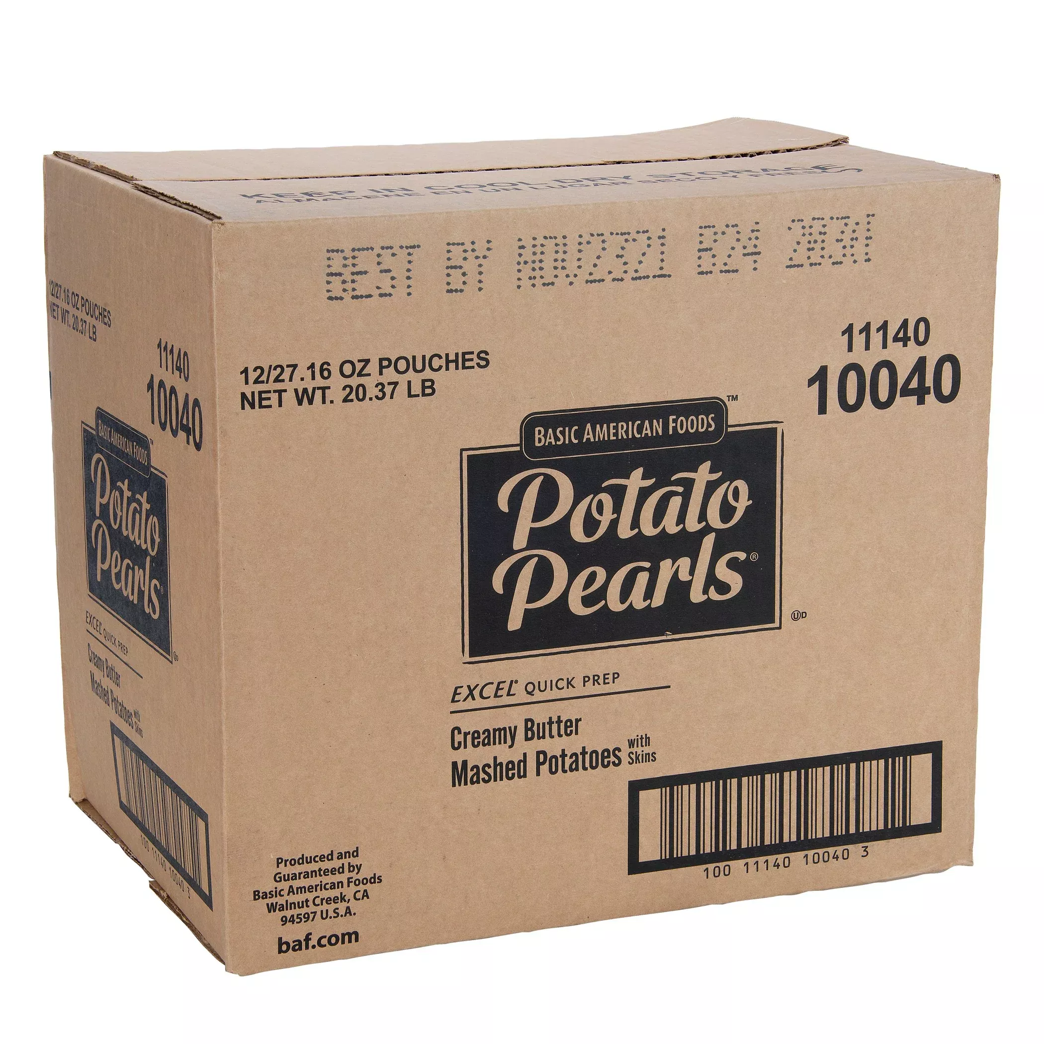 Basic American Foods Potato Pearls Excel Creamy Butter Mashed Potatoes with Skins 27.16 Ounce Size - 12 Per Case