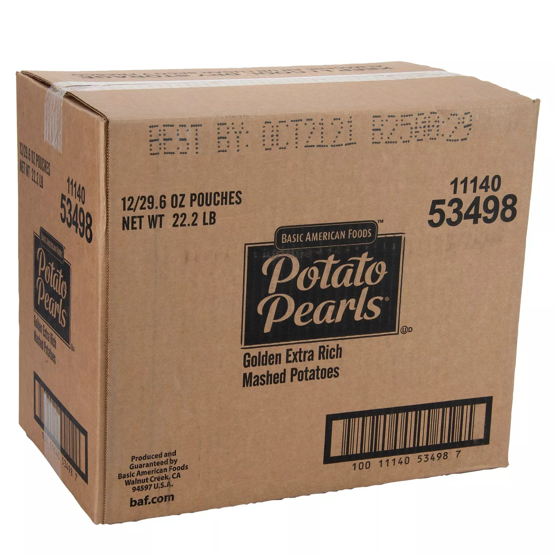 Basic American Foods Potato Pearls Golden Extra Rich Mashed Potatoes Seasoned 29.6 Ounce Size - 12 Per Case