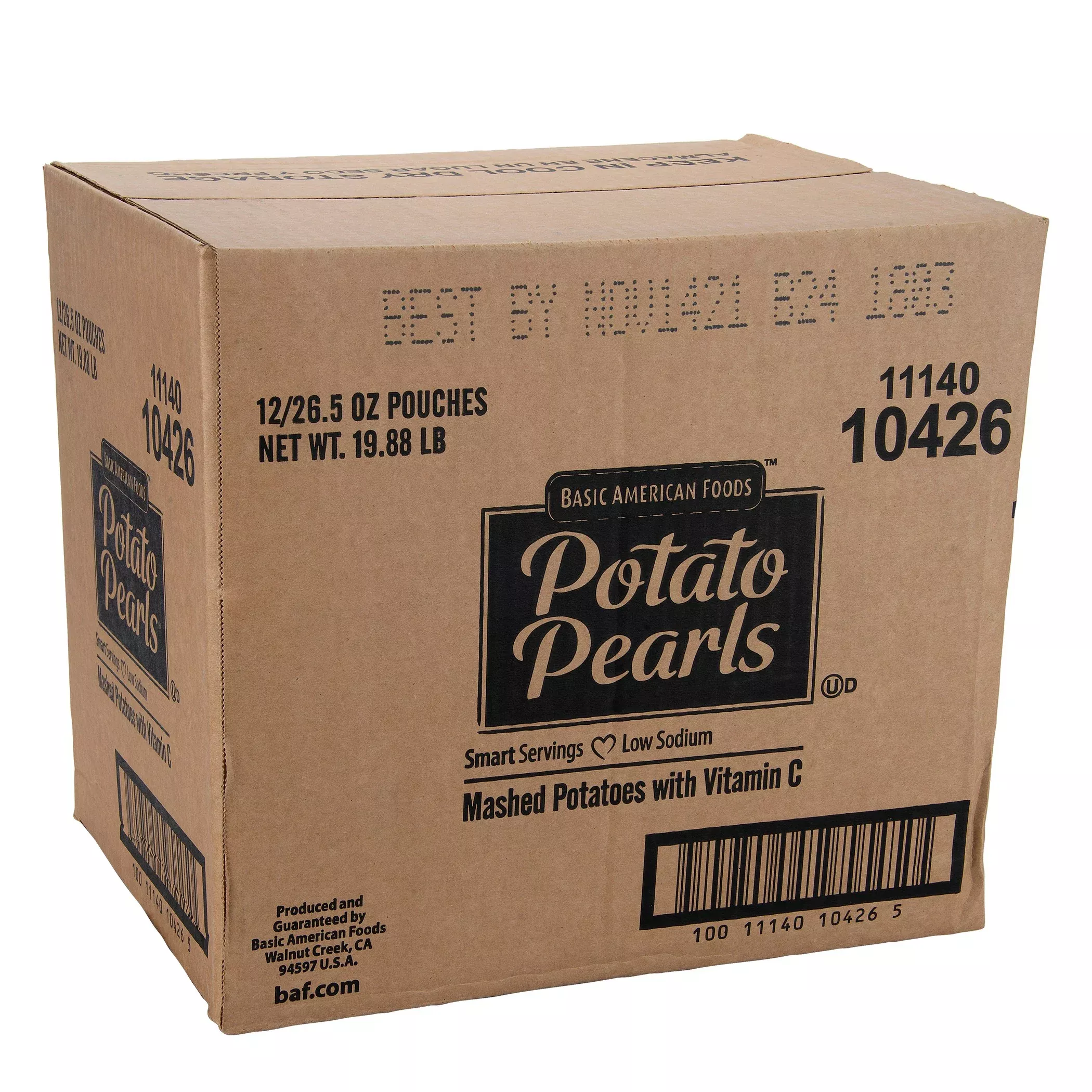 Basic American Foods Potato Pearls Smart Servings Mashed Wvitc Low Sodium Quick Prep Servings 26.5 Ounce Size - 12 Per Case