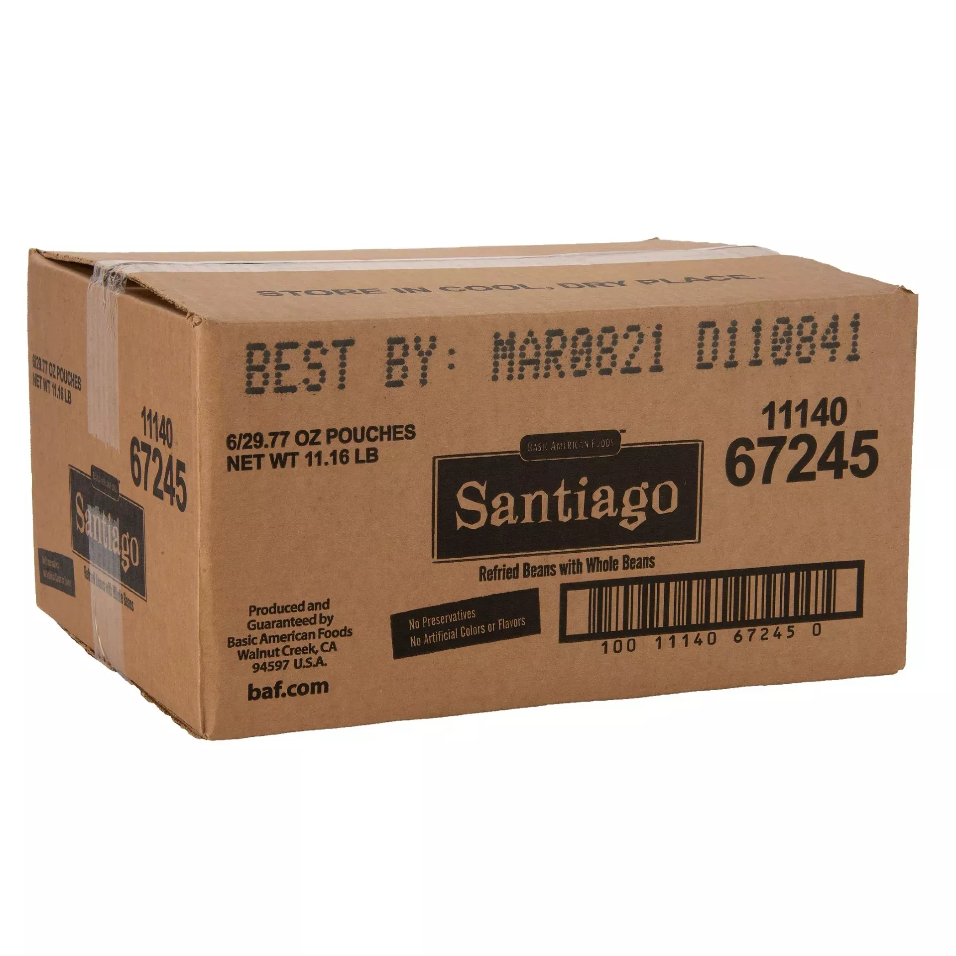 Basic American Foods Santiago Refried Pinto Beans Servings Per Convenient Pouc 29.77 Ounce Size - 6 Per Case