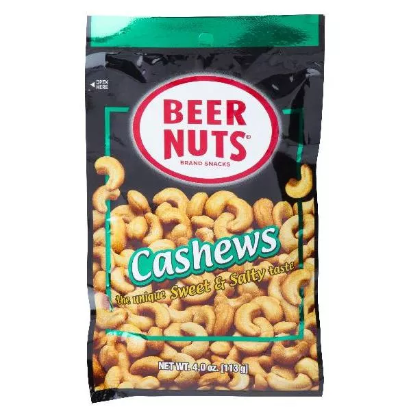 Beer Nuts Value Cashew 4 Ounce Size - 48 Per Case