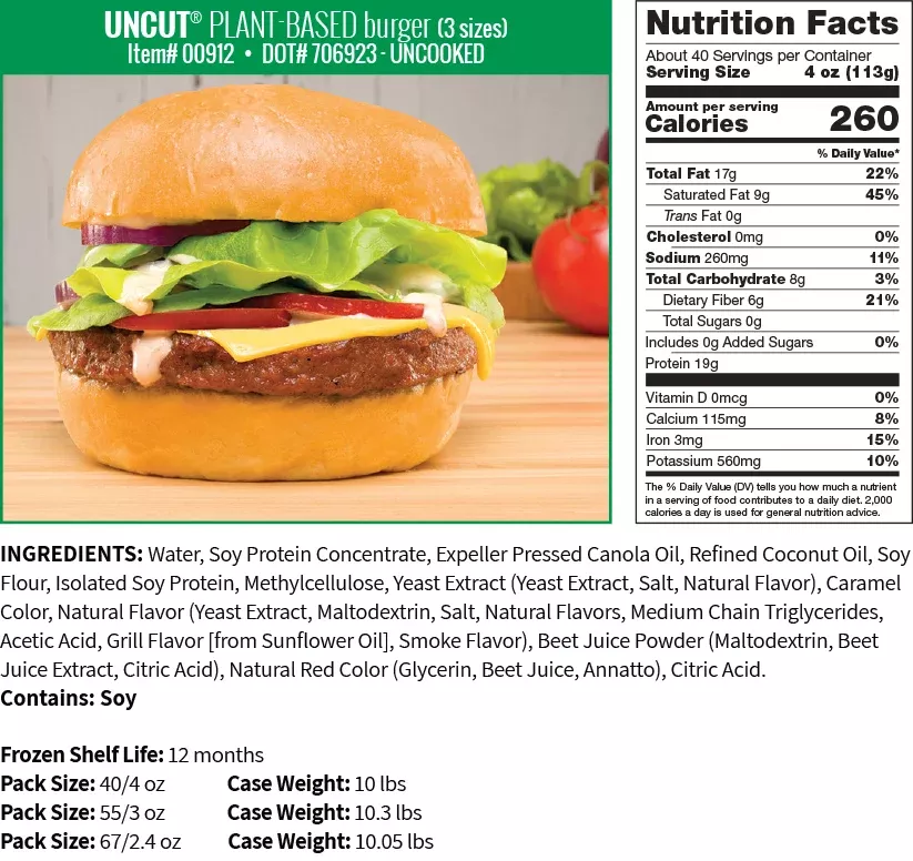 Before The Butcher Uncut Plant Based Burger Round 10 Pound Each - 1 Per Case