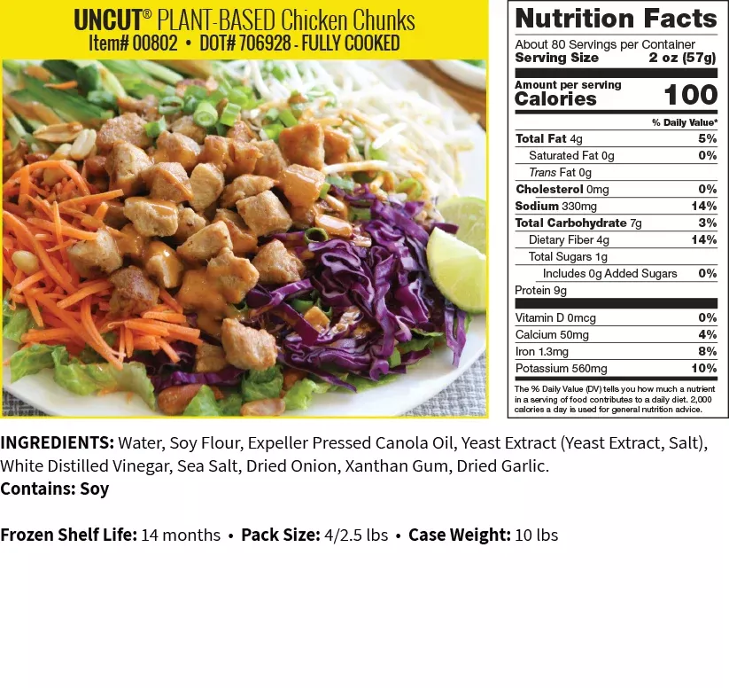Before The Butcher Uncut Plant Based Chicken Chunk Cooked 2.5 Pound Each - 4 Per Case