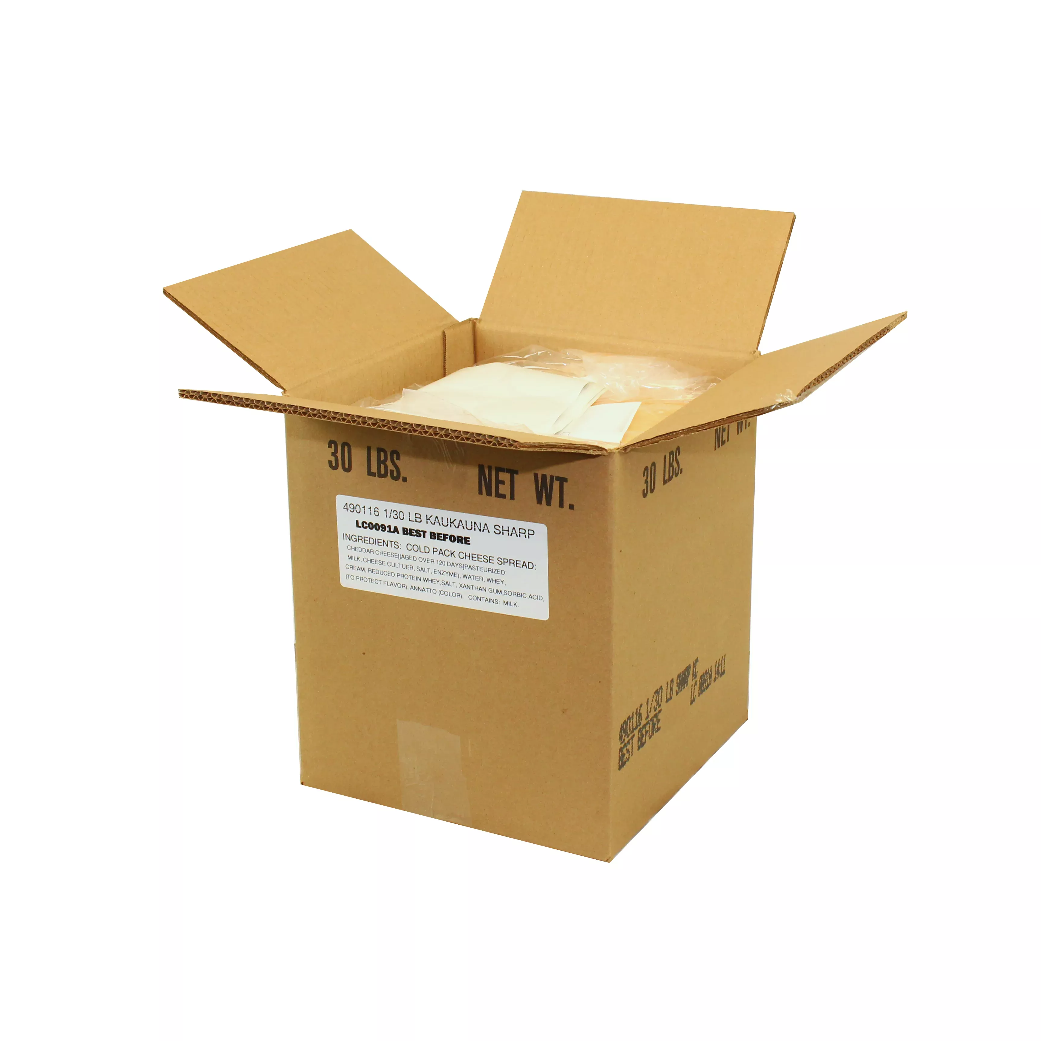 Bel Brands Refrigerated Kaukauna Cheese Sharp Cheddar 30 Pound Each - 1 Per Case