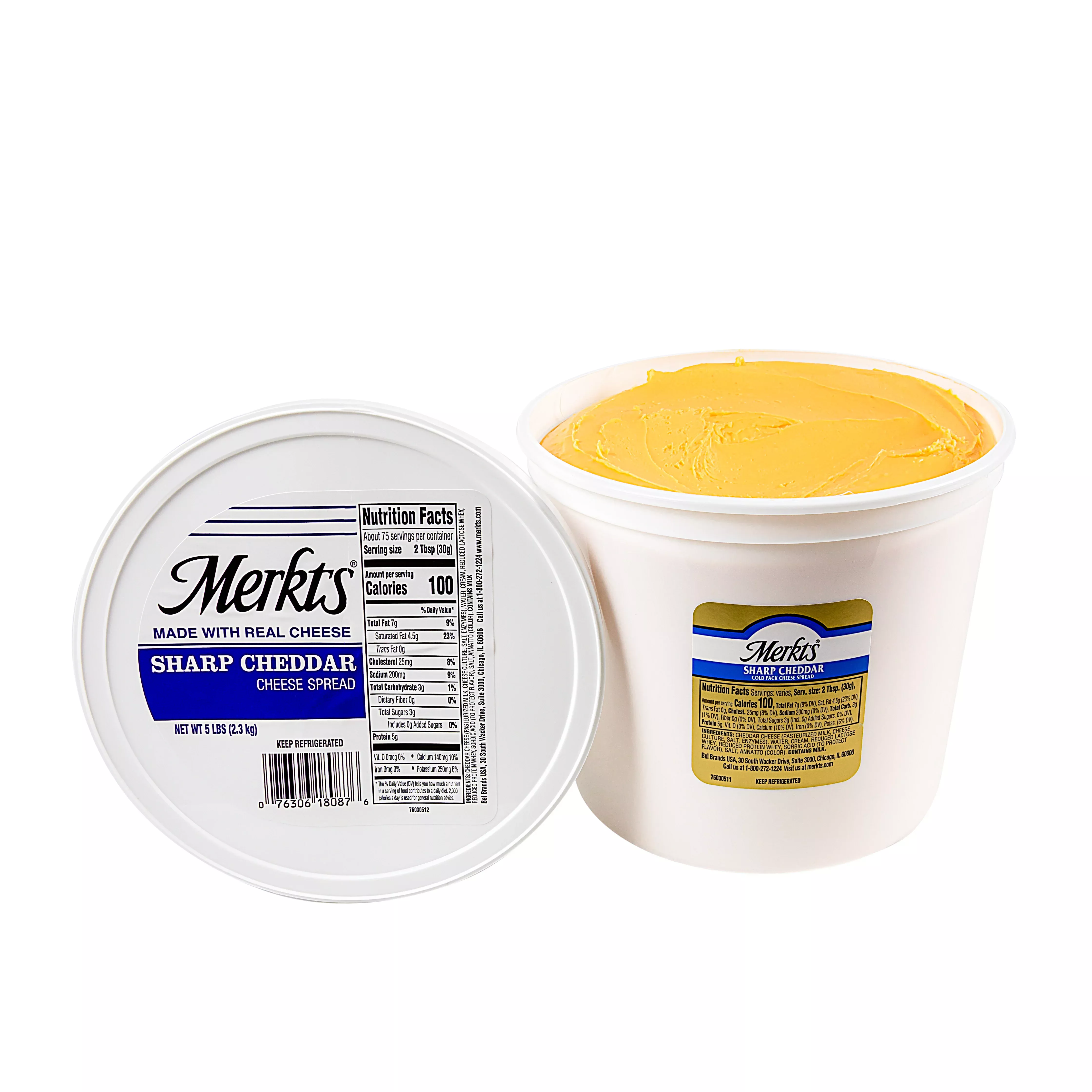 Bel Brands Refrigerated Merkts Cheese Sharp Cheddar 5 Pound Each - 2 Per Case