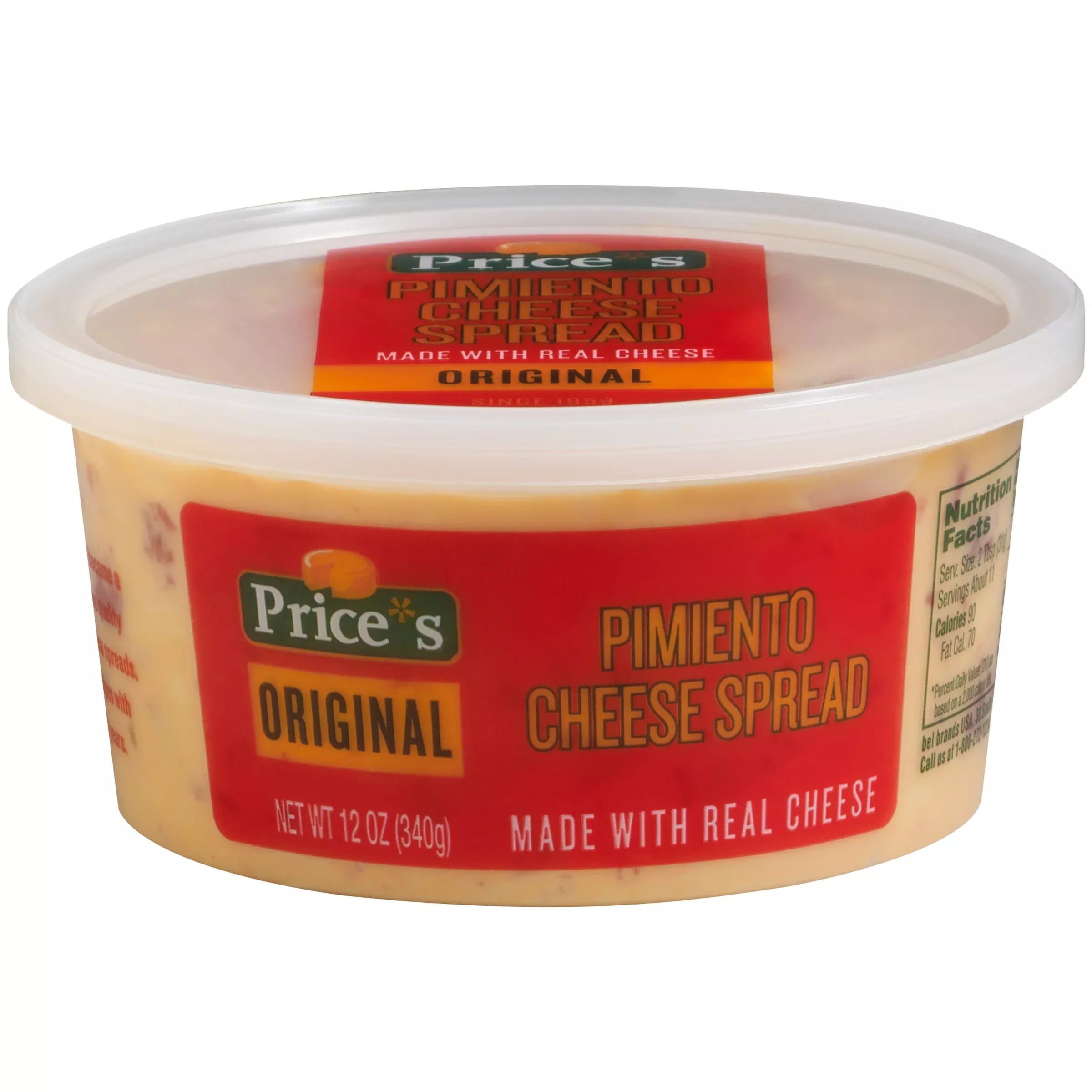 Bel Brands Refrigerated Price's Cheese Pimento Cup 12 Ounce Size - 12 Per Case