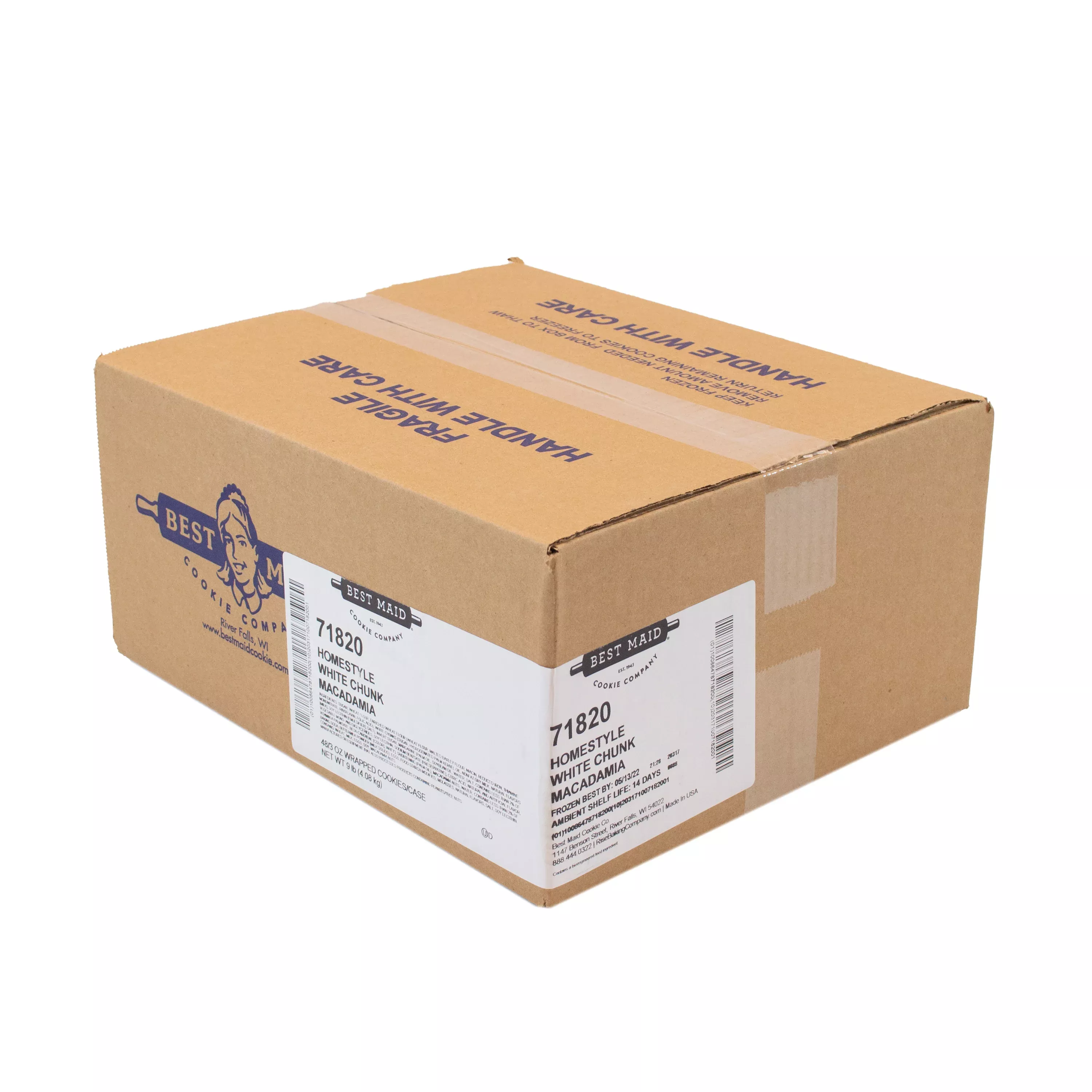 Best Maid Cookie Company Cookie Thaw and Serve Individually Wrapped White Chunk Macadamia 0.187 Ounce Size - 144 Per Case
