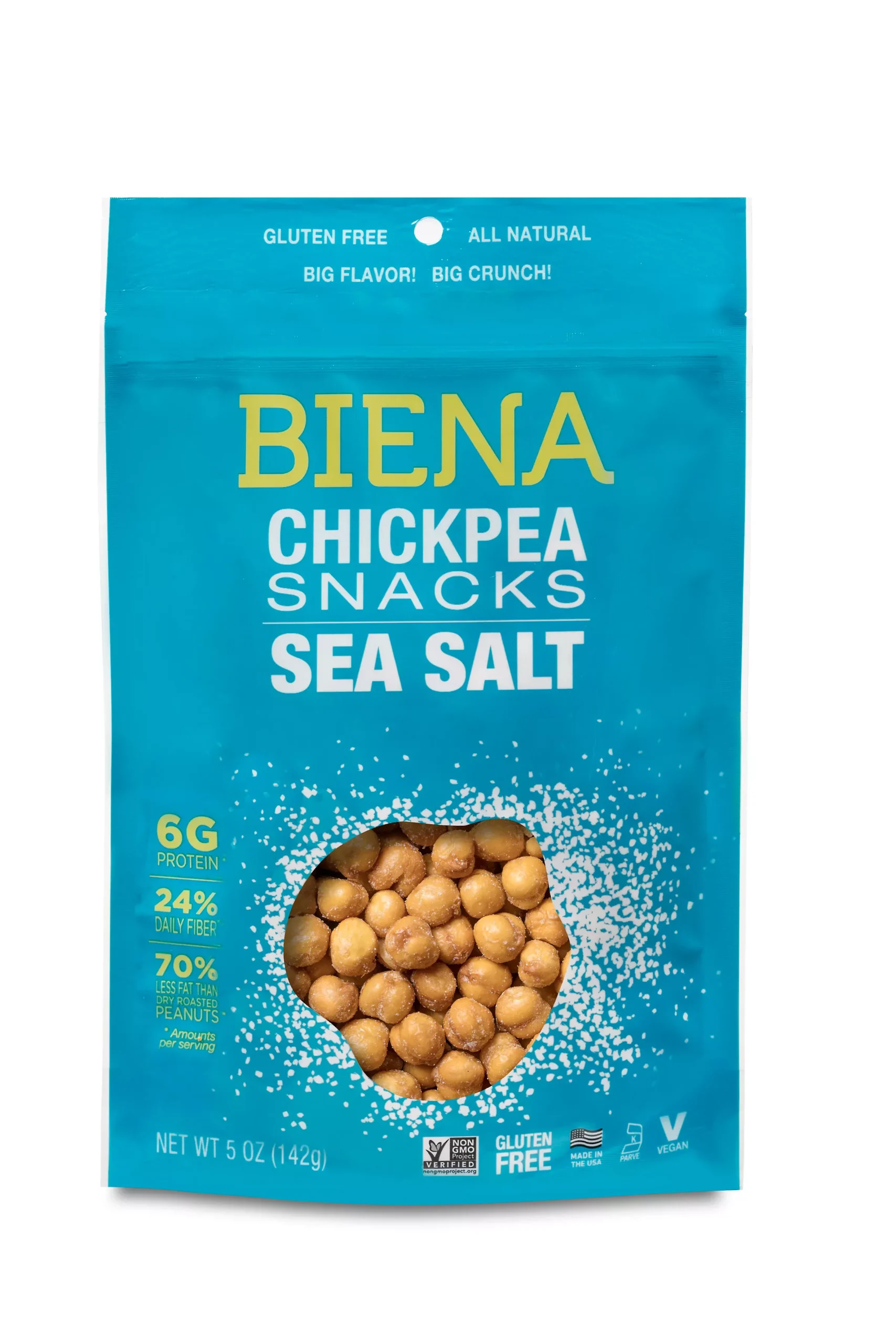 Biena Snacks Chickpeas Sea Salt 5 Ounce Size - 8 Per Case