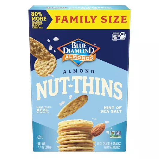 Blue Diamond Retail Nut Thins Hint of Sea Salt 7.7 Ounce Size - 6 Per Case