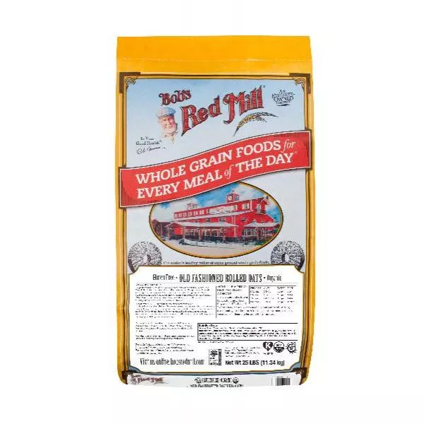 Bob's Red Mill Gluten Free Organic Old Fashioned Rolled Oats 25 Pound Each - 1 Per Case