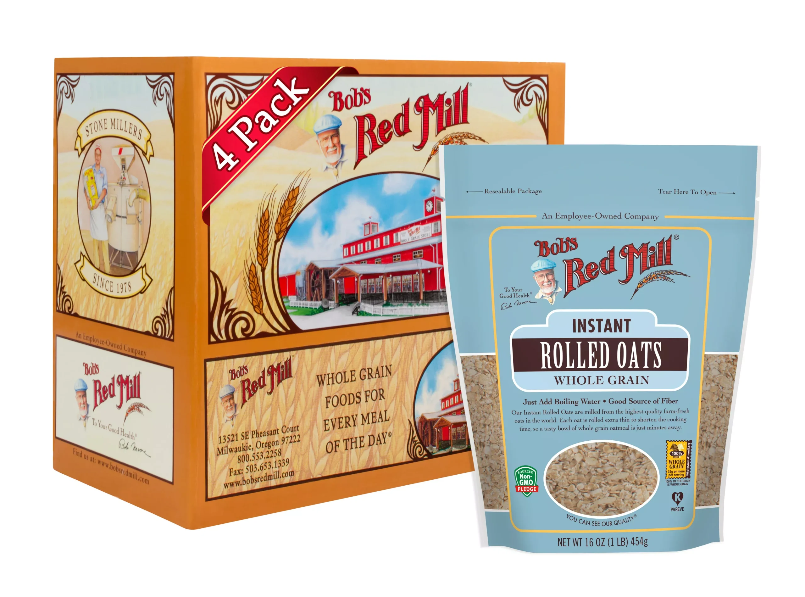 Bob's Red Mill Instant Rolled Oats 16 Ounce Size - 4 Per Case