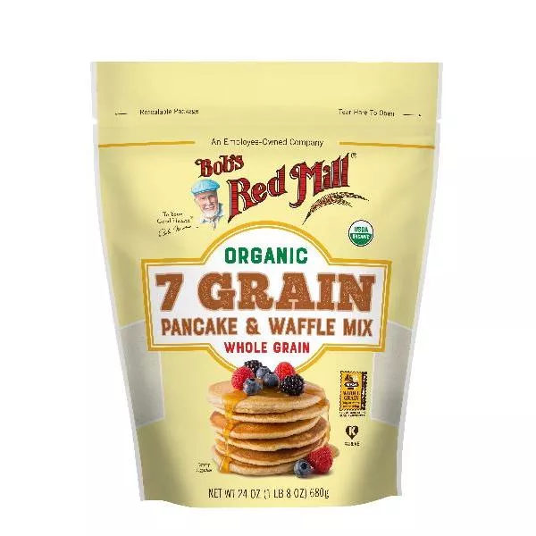 Bob's Red Mill Organic Grain Pancake and Waffle Mix 24 Ounce Size - 4 Per Case