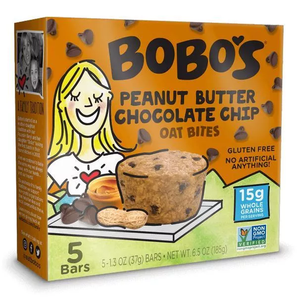 Bobo's Oat Bars Peanut Butter Chocolate Chip 1.3 Ounce Size - 30 Per Case