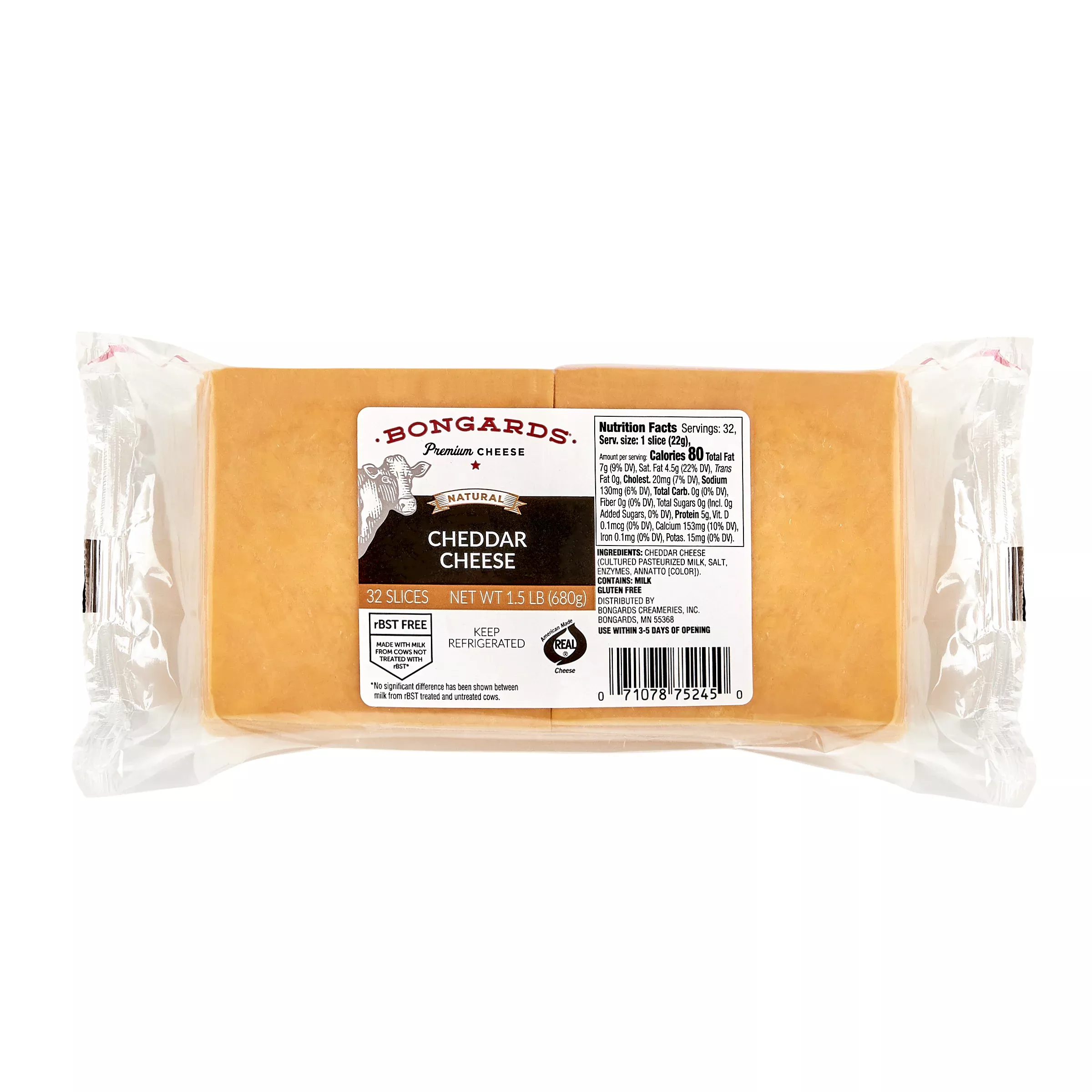 Bongards Cheddar Cheese 1.5 Pound Each - 8 Per Case