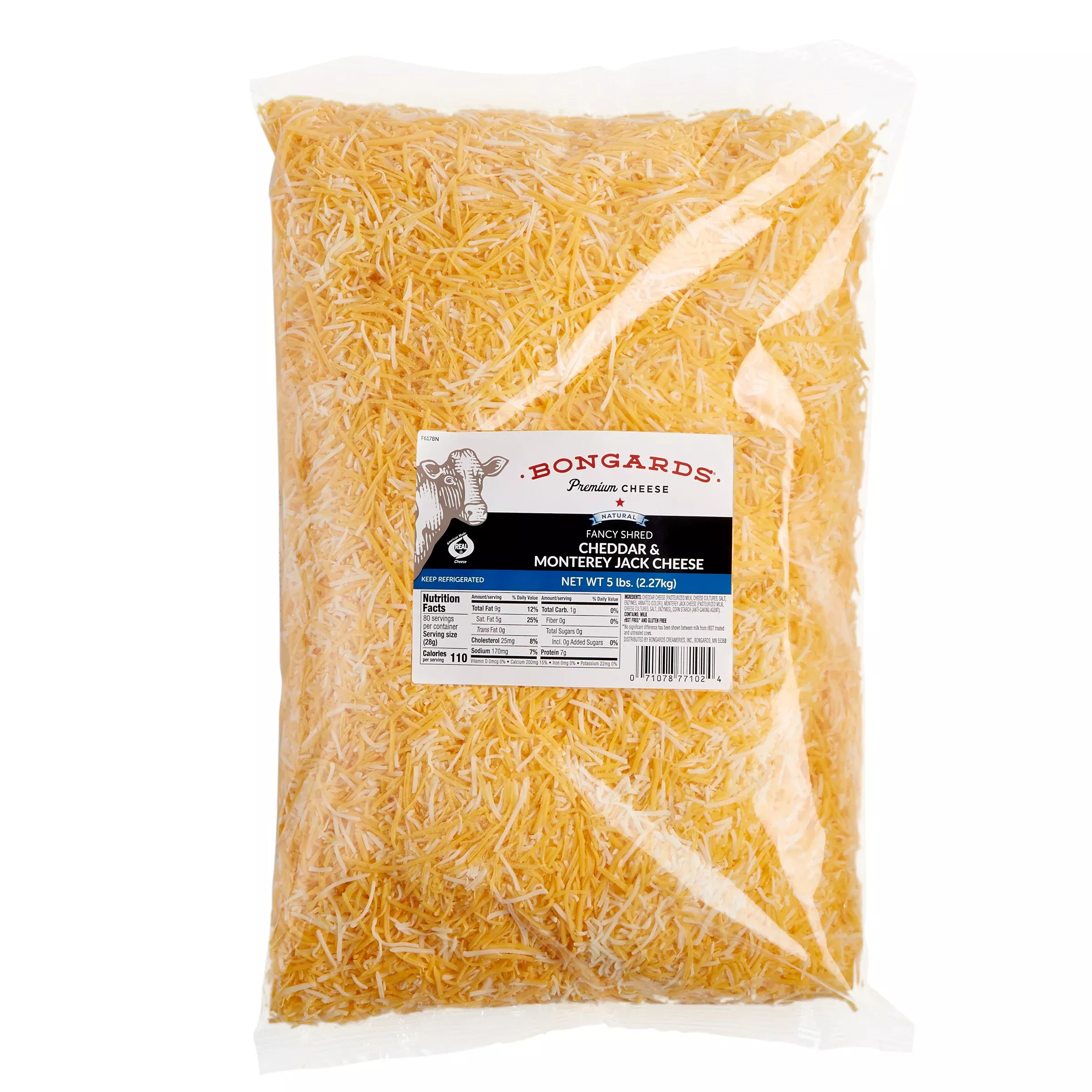Bongards Monterey Jack & Cheddar Cheese Fancy Shred 5 Pound Each - 4 Per Case