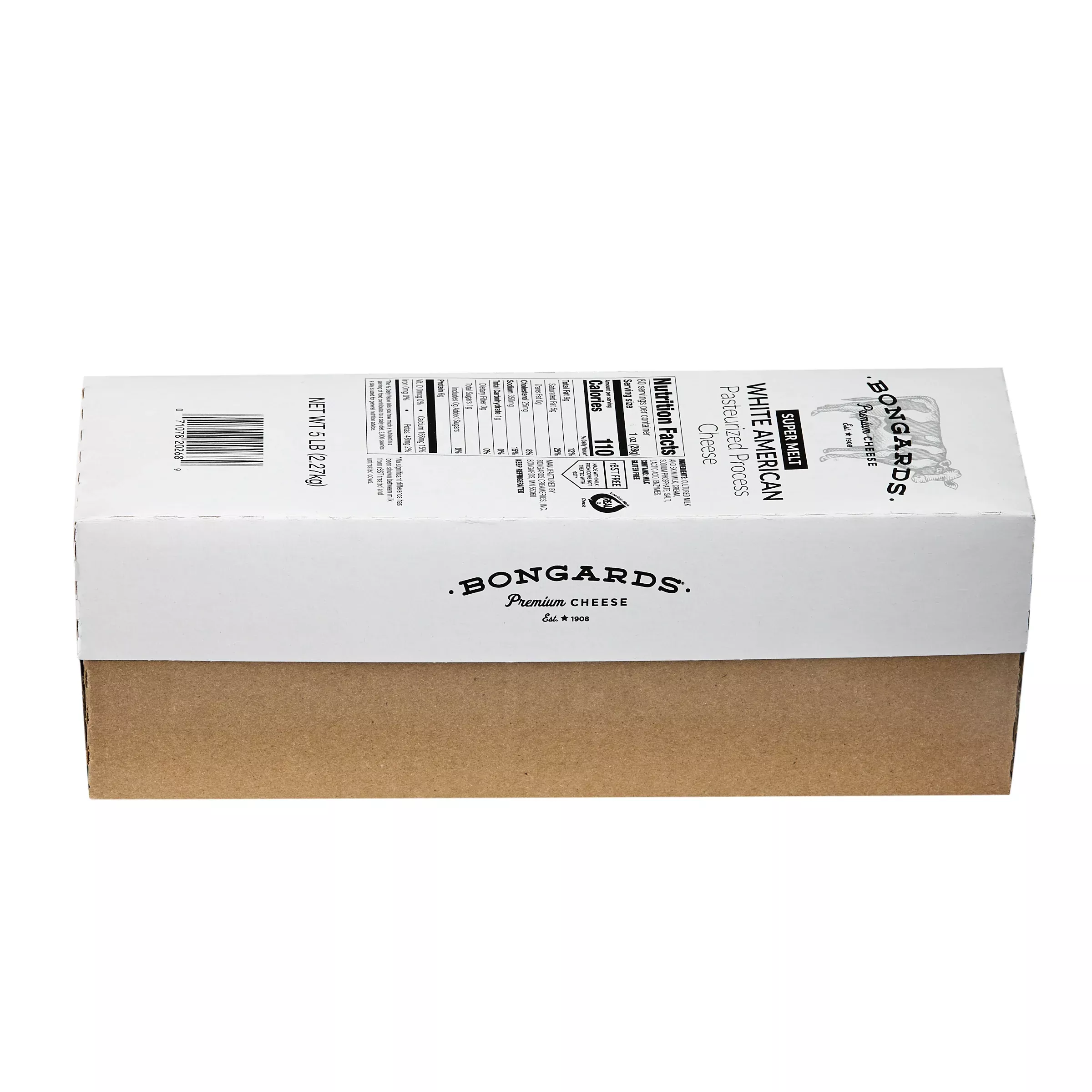 Bongards White Cheese Processed American Super Melt Loaf 5 Pound Each - 6 Per Case