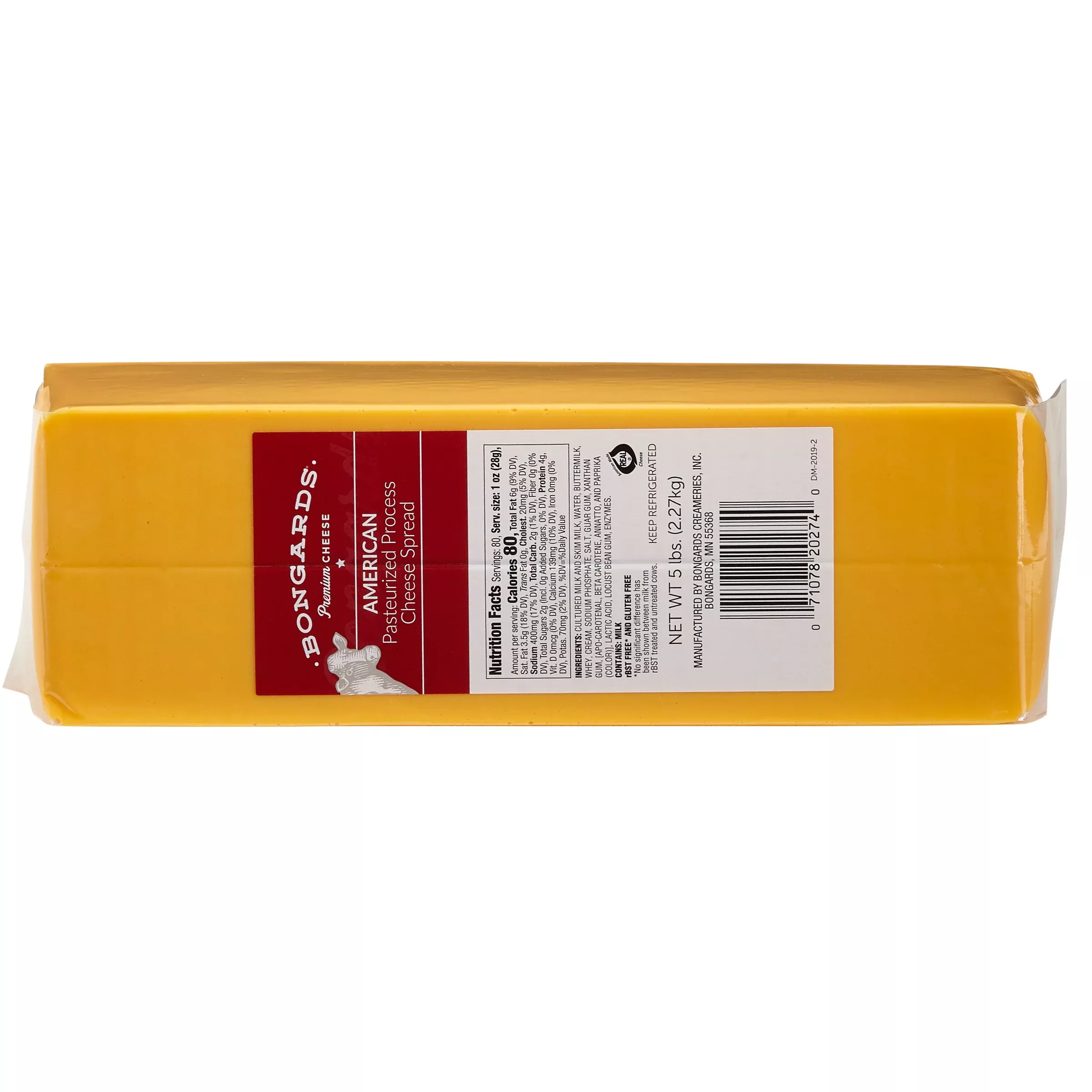 Bongards Yellow Cheese Processed American Spread 5 Pound Each - 6 Per Case