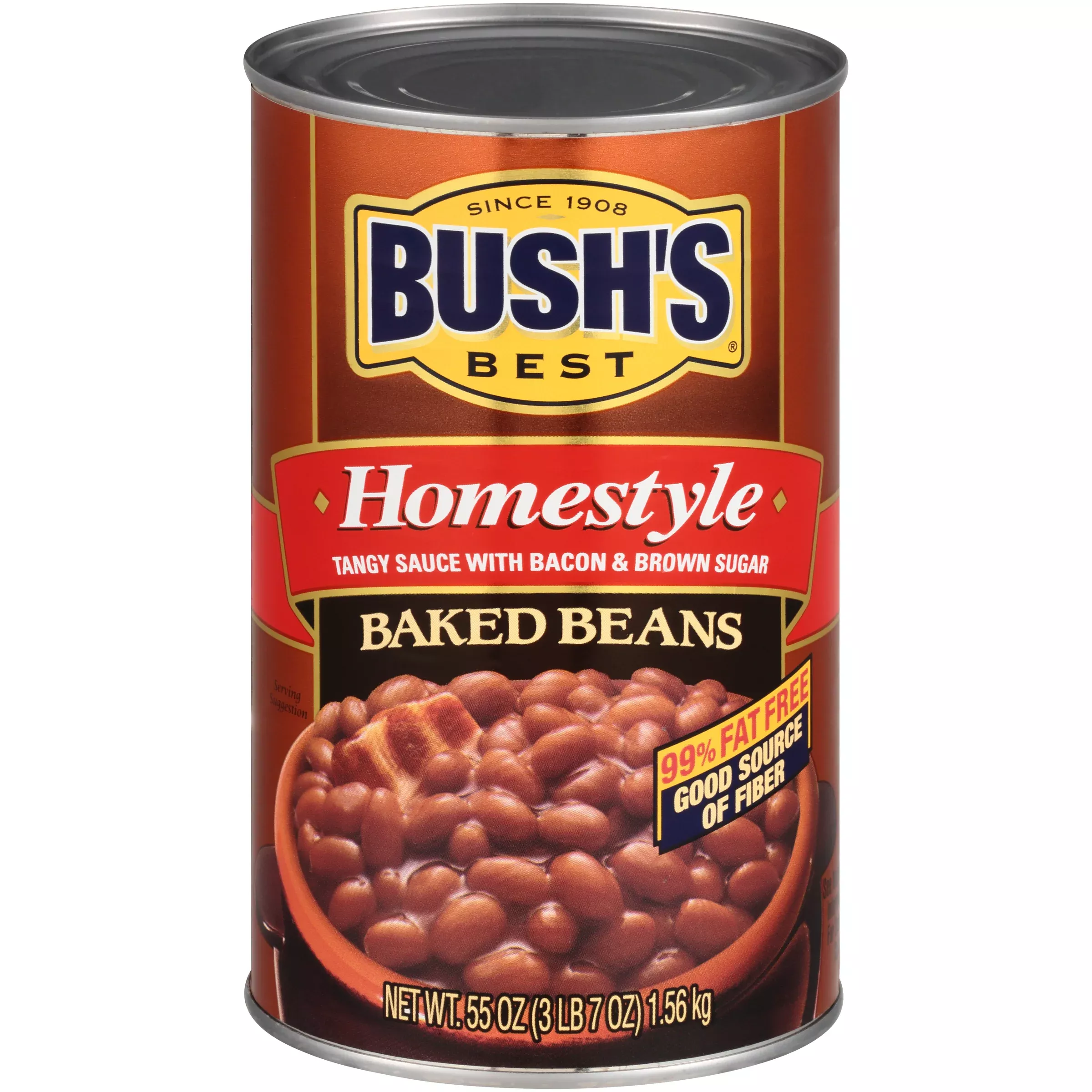 Bush Bros Retail Homestyle Baked Beans 55 Ounce Size - 6 Per Case