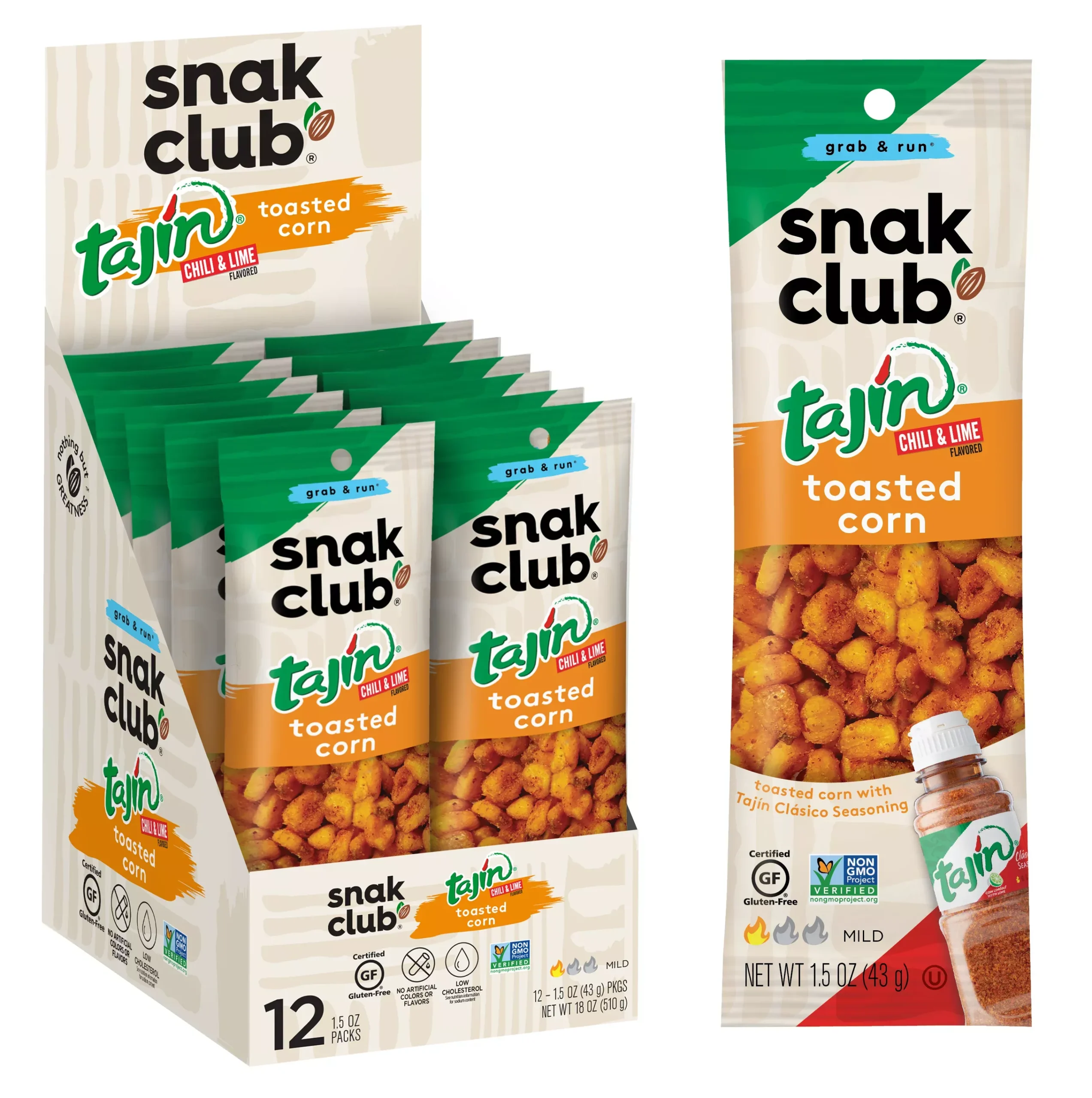 Century Snacks Snak Club Tajin Corn Nuts 1.5 Ounce Size - 144 Per Case