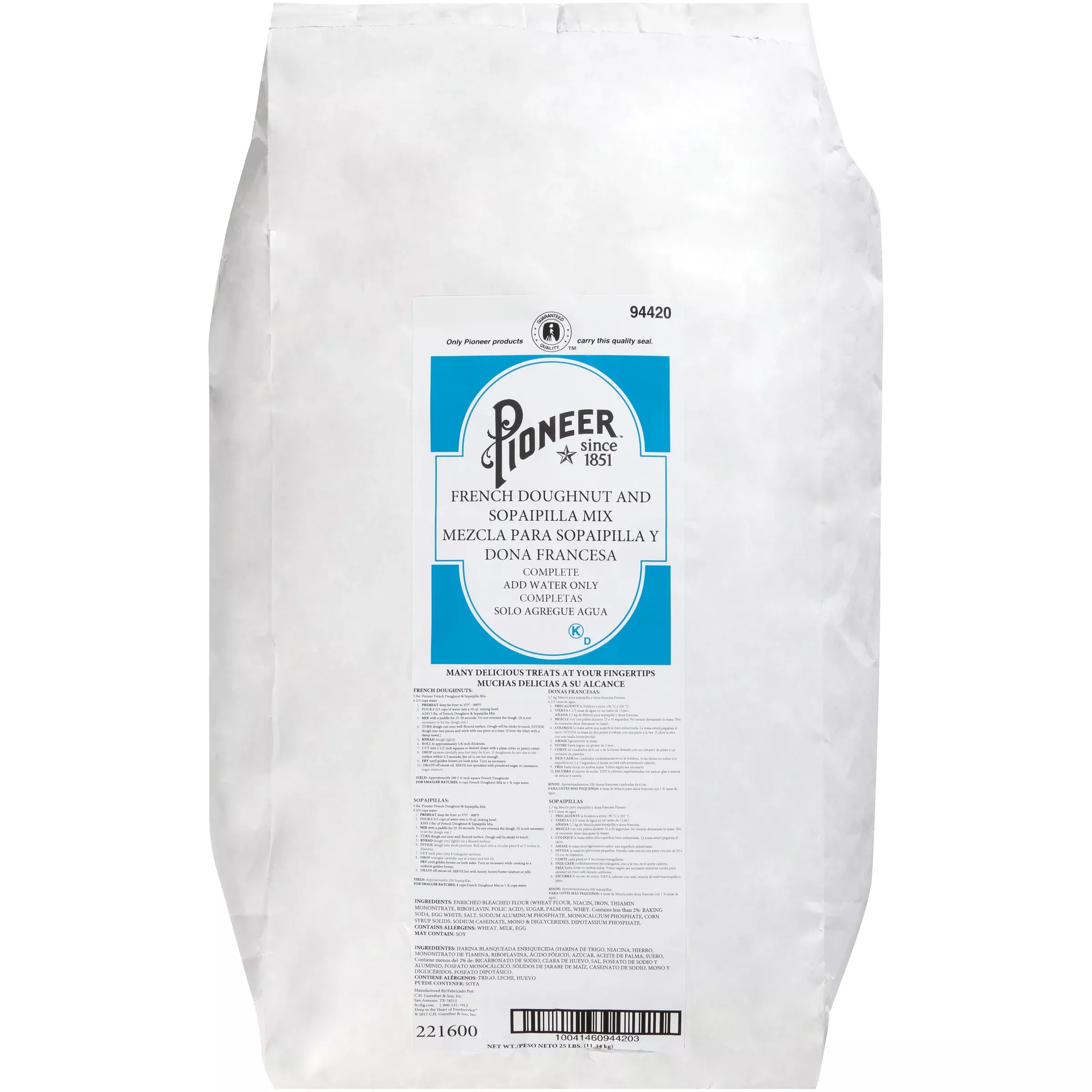 Ch Guenther Pioneer French Doughnut and Sopaipilla Mix 25 Pound Each - 1 Per Case