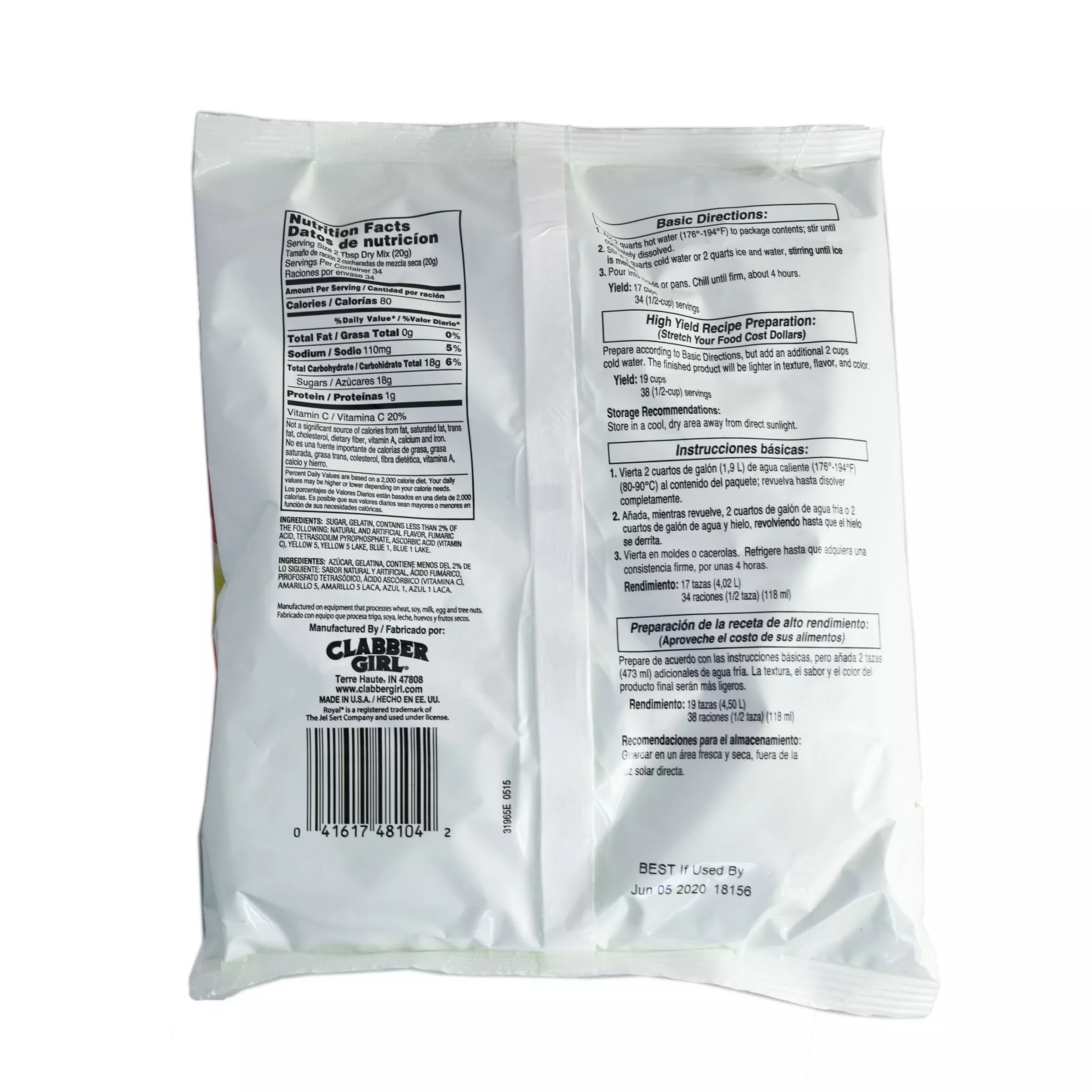 Clabber Girl Royal Lime Gelatin Mix 24 Ounce Size - 12 Per Case