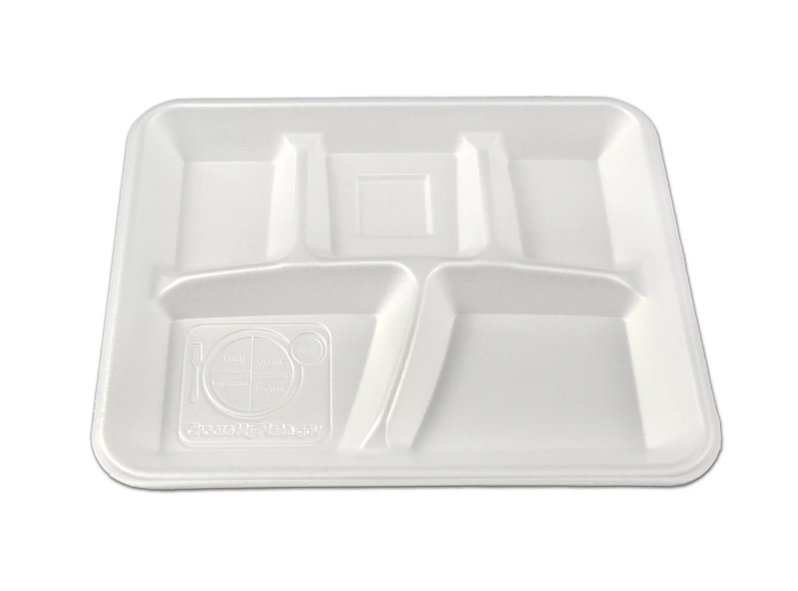 D & W Fine Pack 10.4" X 8.3" White Ps 5-Comp. Tray (choosemyplate.gov) - 125 Per Case