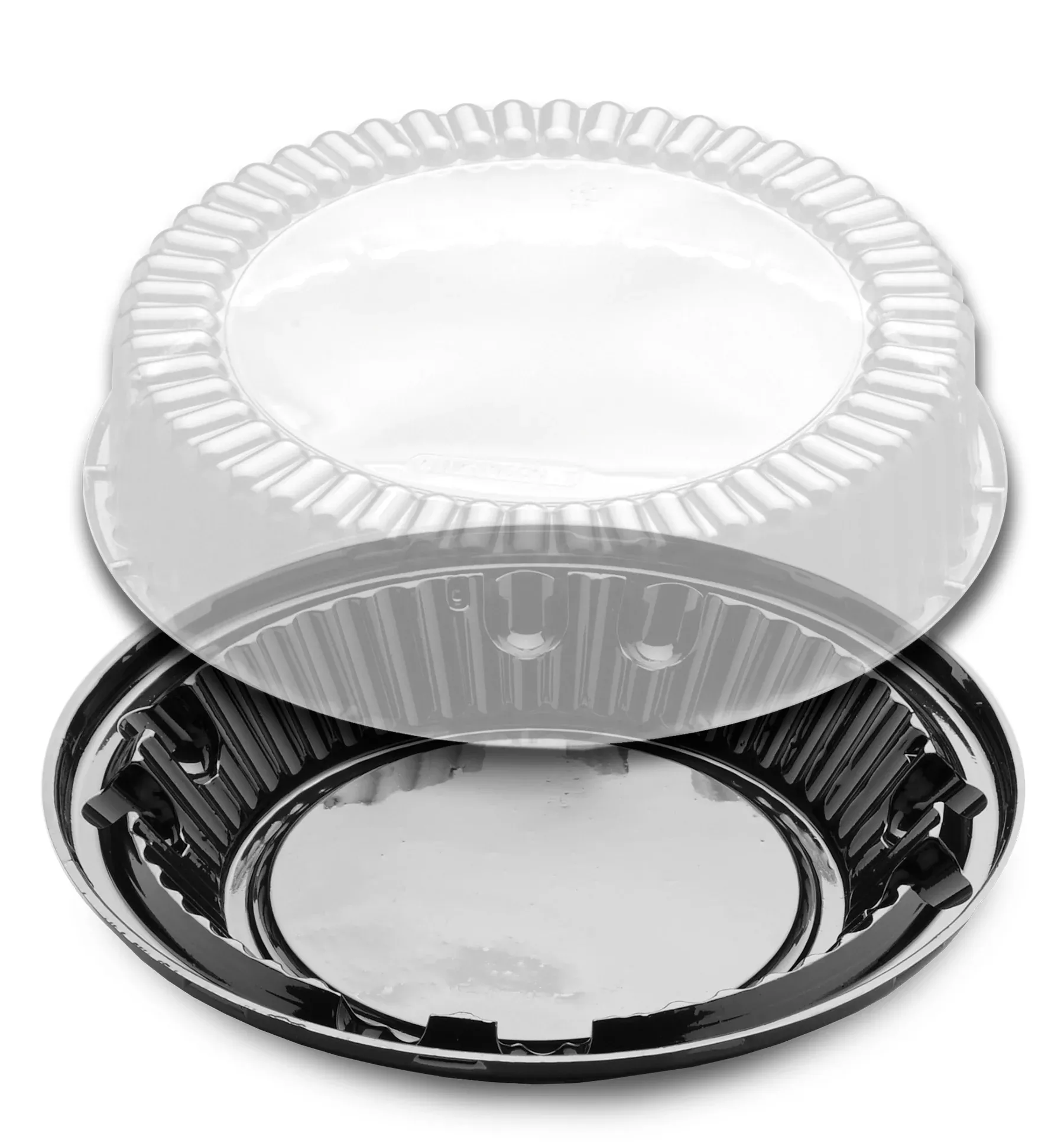 D & W Fine Pack 10.9" Black Ps Pie Base W/ High Flu - 160 Per Case